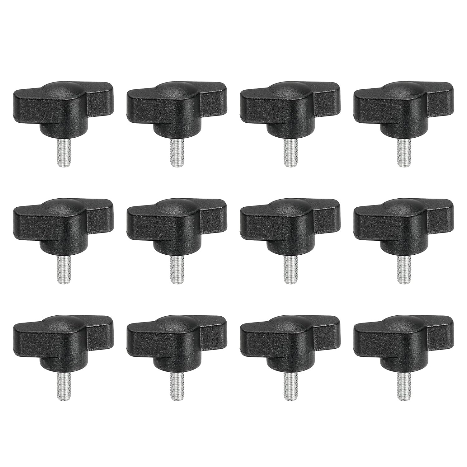 Generic M4 x 10mm Tee Thumb Screws, 12 Pcs 27mm Width Carbon Steel Tee Wing Knobs Screws Clamping t Head Handles Thumbscrew Bolt Screw Kit for Replace Hand Tightening Knob Supply, Black