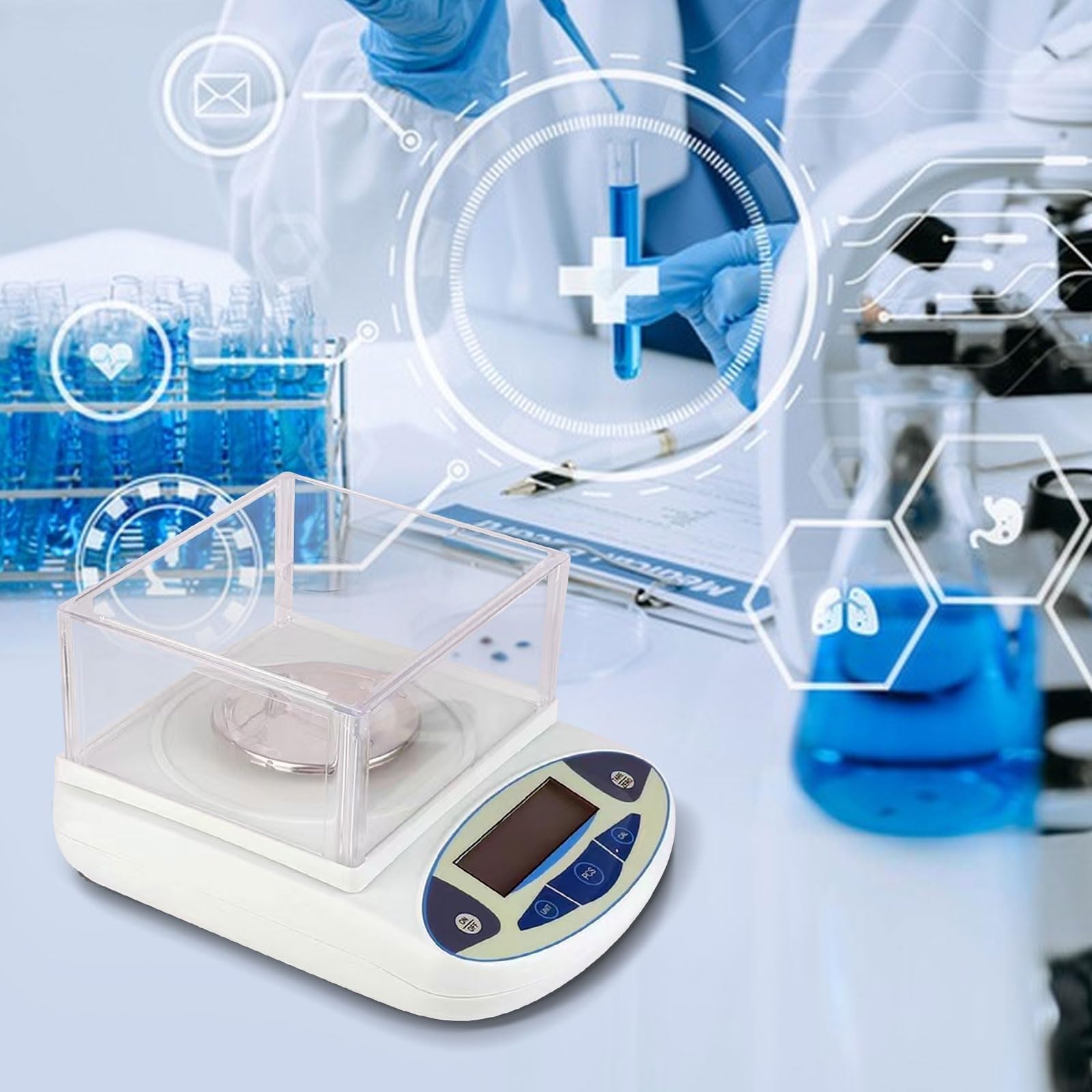 X&Z-XAOY Bilancia da Laboratorio 500g&0.001g Bilancia Elettronica Ad Alta Precisione Bilancia Analitica Digitale con Parabrezza E Peso Standard da 200 G Bilancia Scientifica Elettronica Accurata
