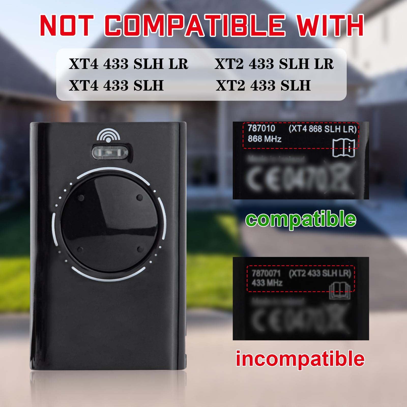 pepape 2 Pack 868MHz Gate Remote Fob Replacement for FAAC XT4 868 SLH LR, XT2 868 SLH LR, XT2 868 SLH, XT4 868 SLH Gate Opener Handheld Transmitter, Black - Image 3