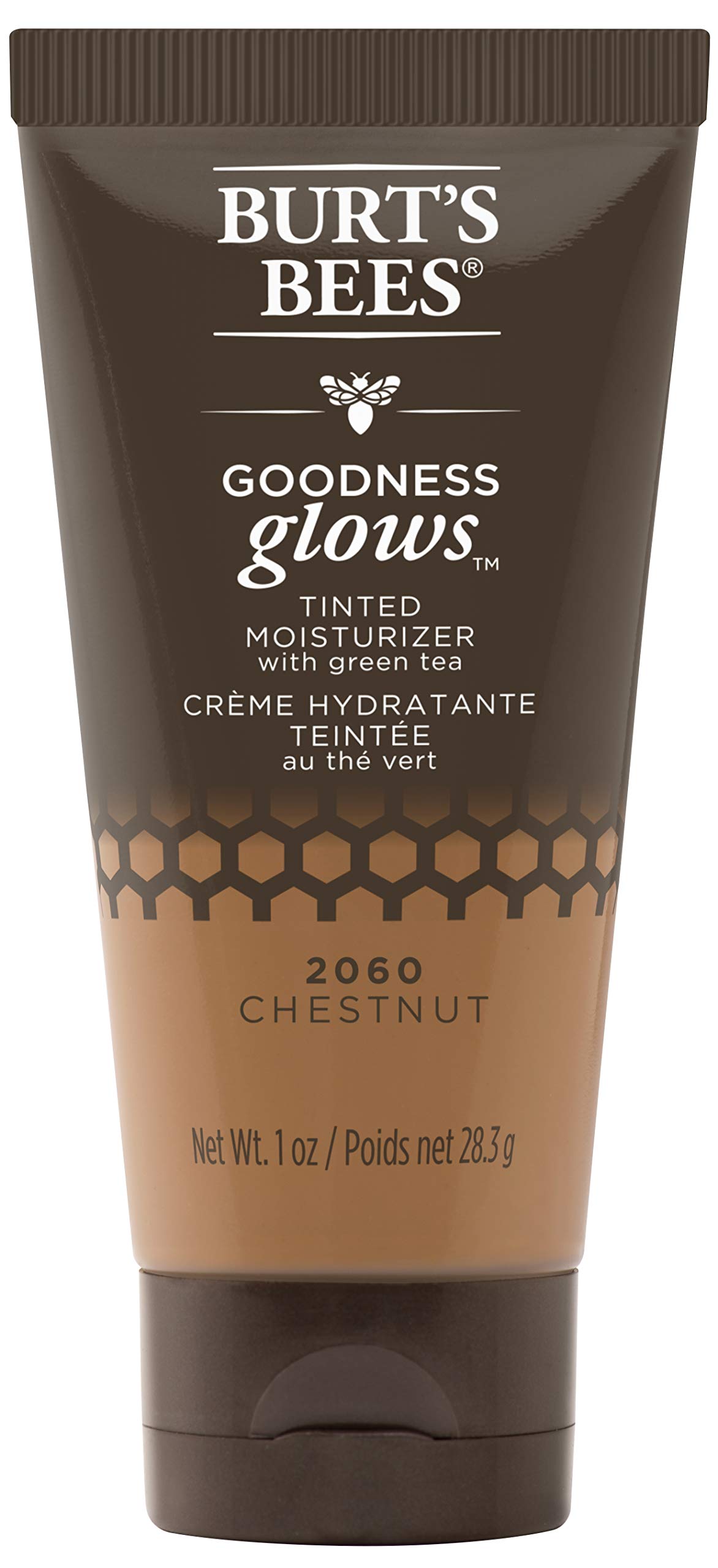 Burts Bees Goodness Glows Tinted Moisturizer, Rich in Antioxidants, Chestnut 1.0 Ounce