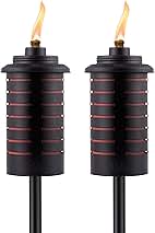 TIKI Metal Black & Orange Easy Install Outdoor Torches, 2-Pack – 65-Inch Decorative TIKI Torches for Patio, Lawn, Backyard & Garden – Weather-Resistant Torch Lighting with Wick & Snuffer