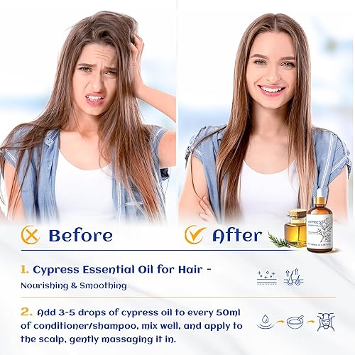 Miniatura 2 de HIQILI Aceite esencial de ciprés de 3.4 fl oz, 100% natural para difusor, cuidado de la piel, incluye botella de viaje de 0.3 fl oz