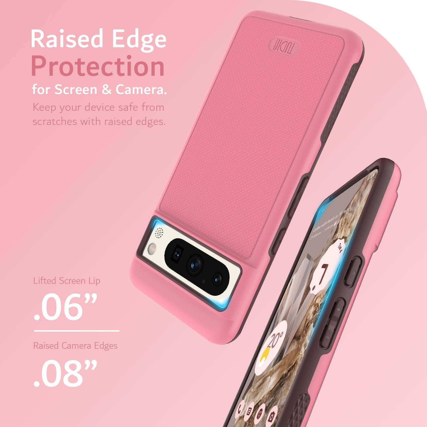 TUDIA MergeGrip Cover Progettato per Google Pixel 8 Case (2023), [compatibile con MagSafe] sottile a doppio strato con bordo rialzato antiscivolo custodia per telefono (Nero Opaco