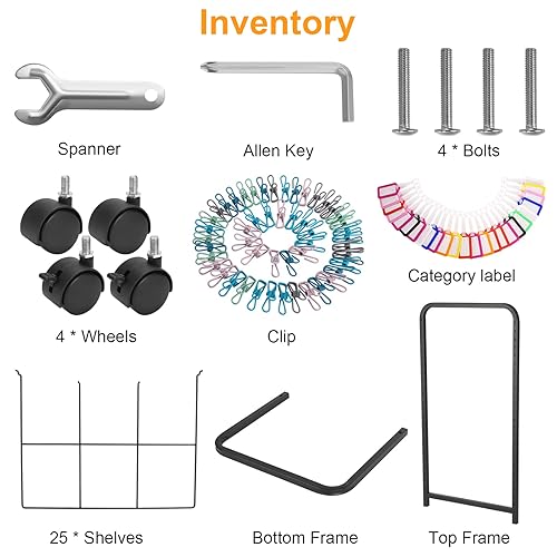 Miniatura 3 de Towallmark Escurridor de arte con 25 estantes flexibles, estante móvil de secado de pintura con cuatro ruedas, ideal para escuelas y estudios de
