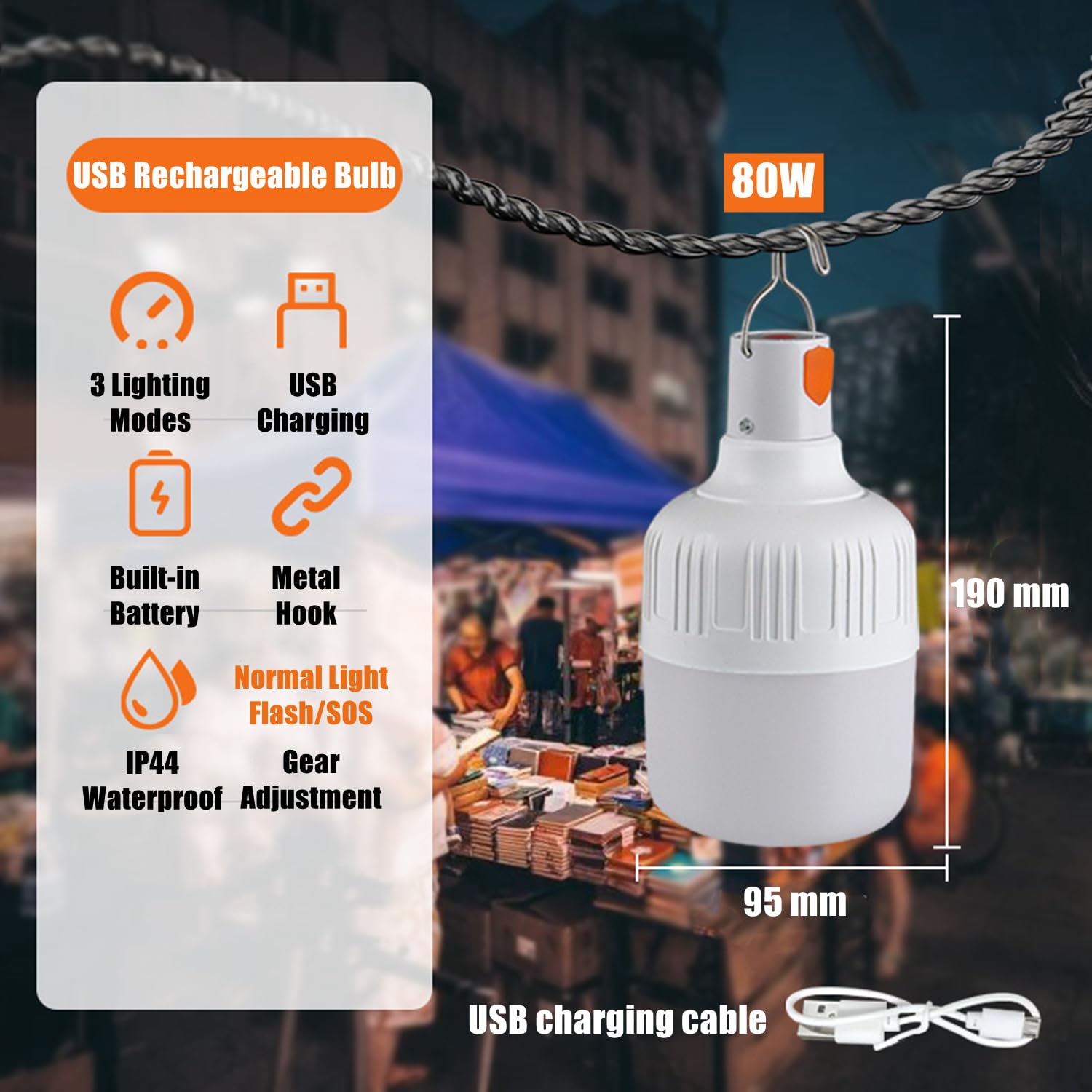Lampadine LED USB 5V a Risparmio Energetico, Luci Portatili per Campeggio, Casa, Lettura Notturna con Gancio e Interruttore, Venda Calda  39