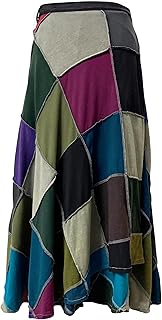 Agan Traders Women's 2024 Summer Distressed Boho Gypsy Hippie Patched Skirt - Adjustable Wrapper Long Skirts for Women