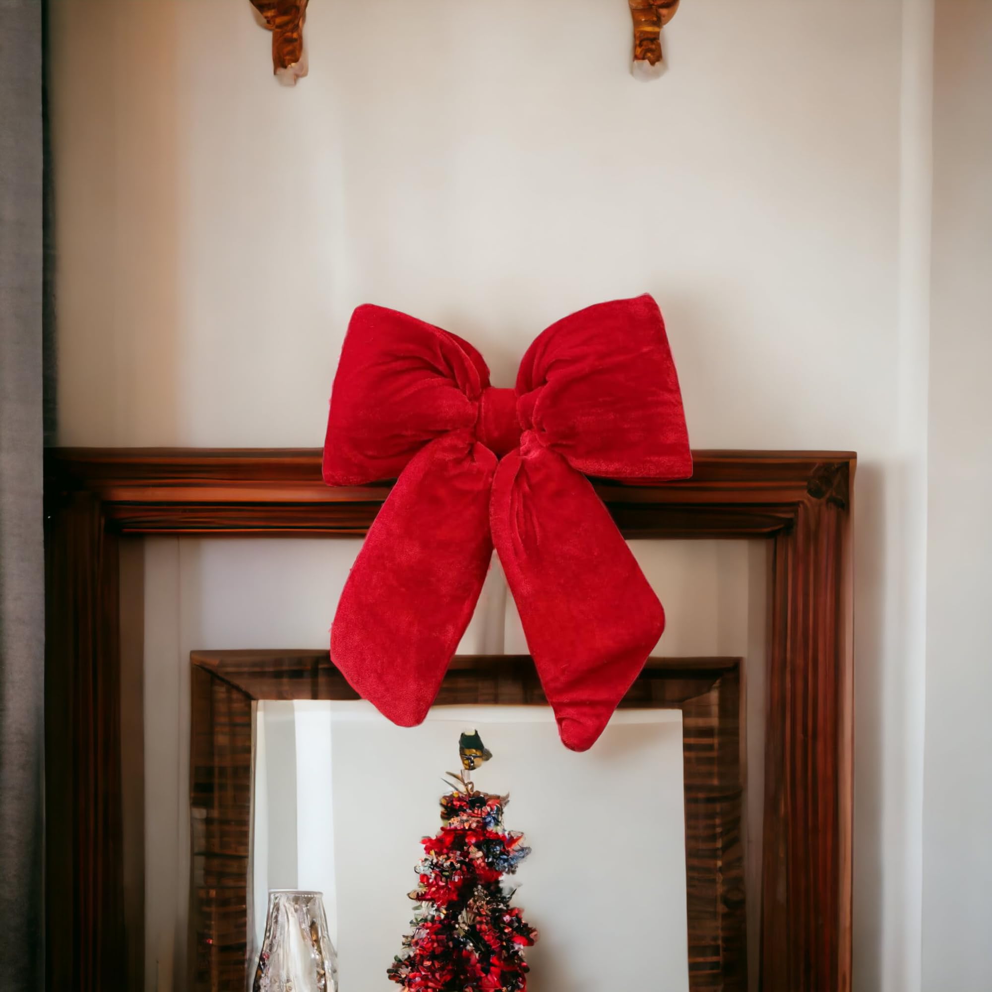 Fiocco Natalizio In Velluto Oro 28cm - Addobbo Albero Di Natale, Stile Shabby Chic - Foto 10