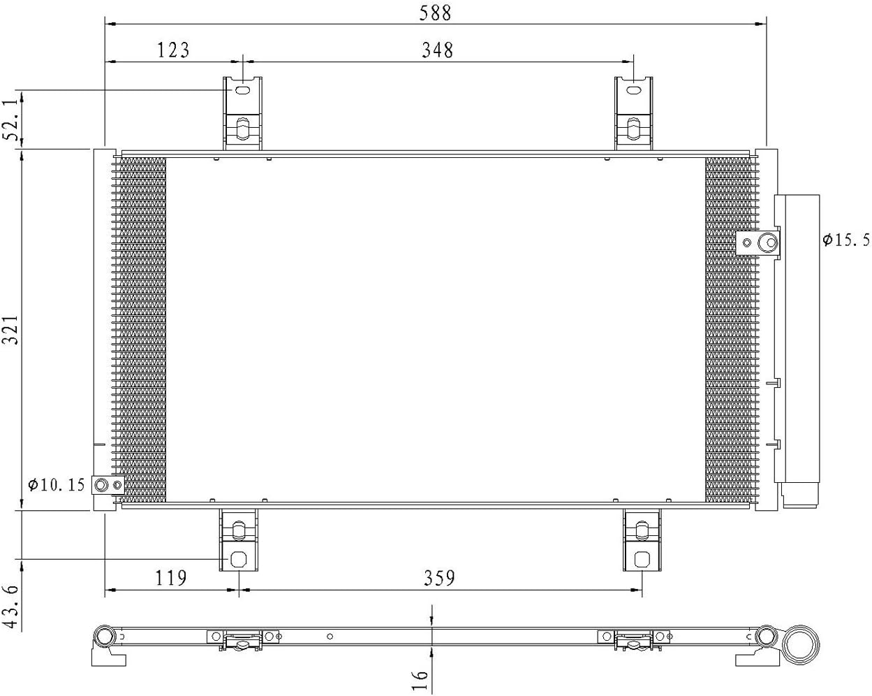 OE Replacement A/C Condenser MAZDA RX8 2004-2011 (Partslink MA3030145)