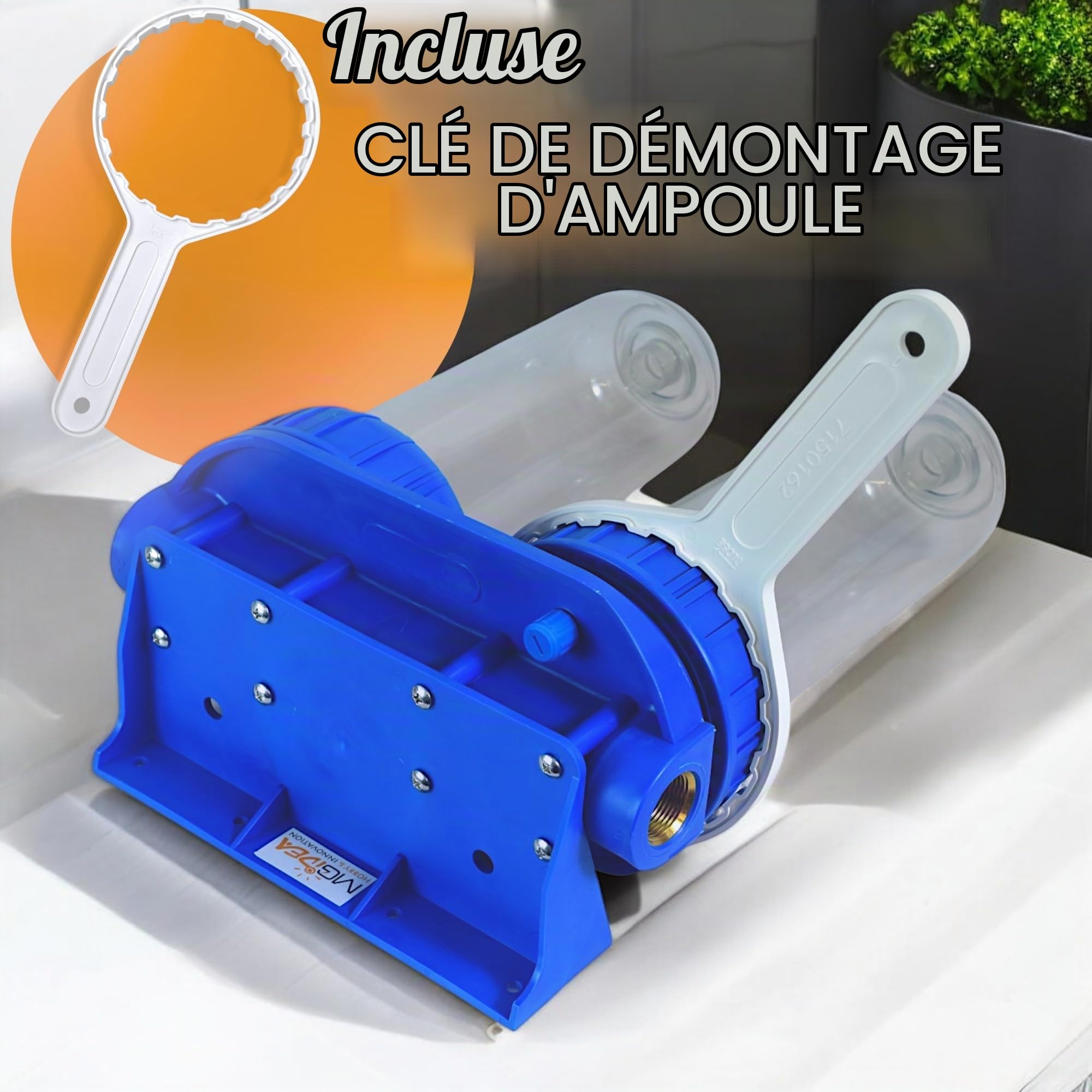 Système porte-filtre pour eau, bol de filtre de 254 mm (10"), transparent (2^ ÉTAPES - 1/2")