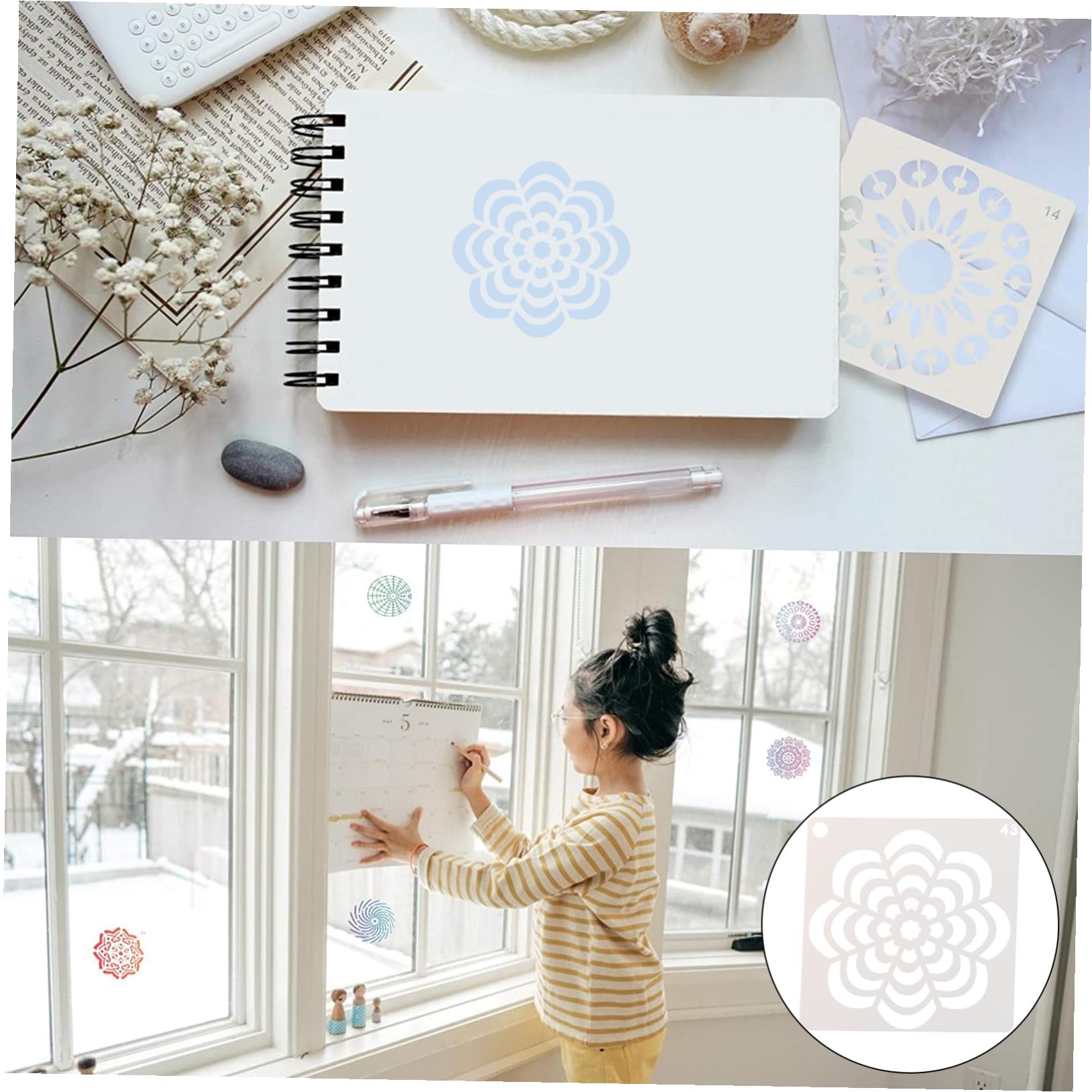 EXCEART 168pièces Pochoirs Mandala Réutilisables Pour Peinture Outils Créatifs Pour Décorations Artistiques Et Projets Manuels