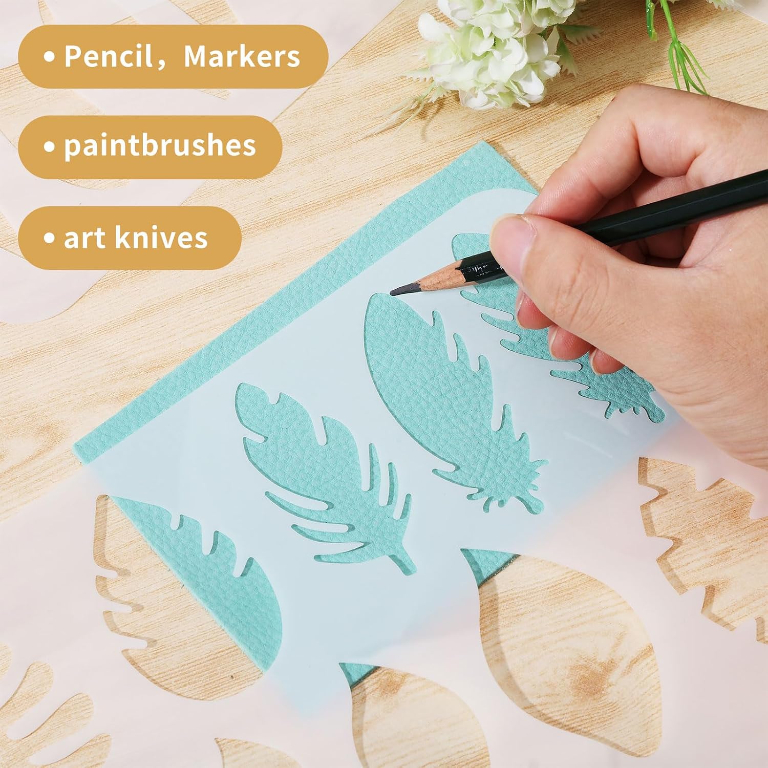 ORIGACH 9 Pcs Leather Jewelry Earring Making Templates 11.7x8.3 inch image 3