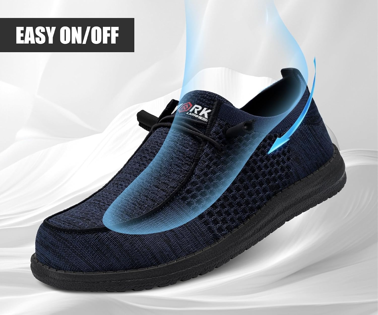 LARNMERN Slip On Steel Toe Shoes Men Lightweight Comfortable Lounging Walking Sneakers Steel Toe Loafers thumbnail