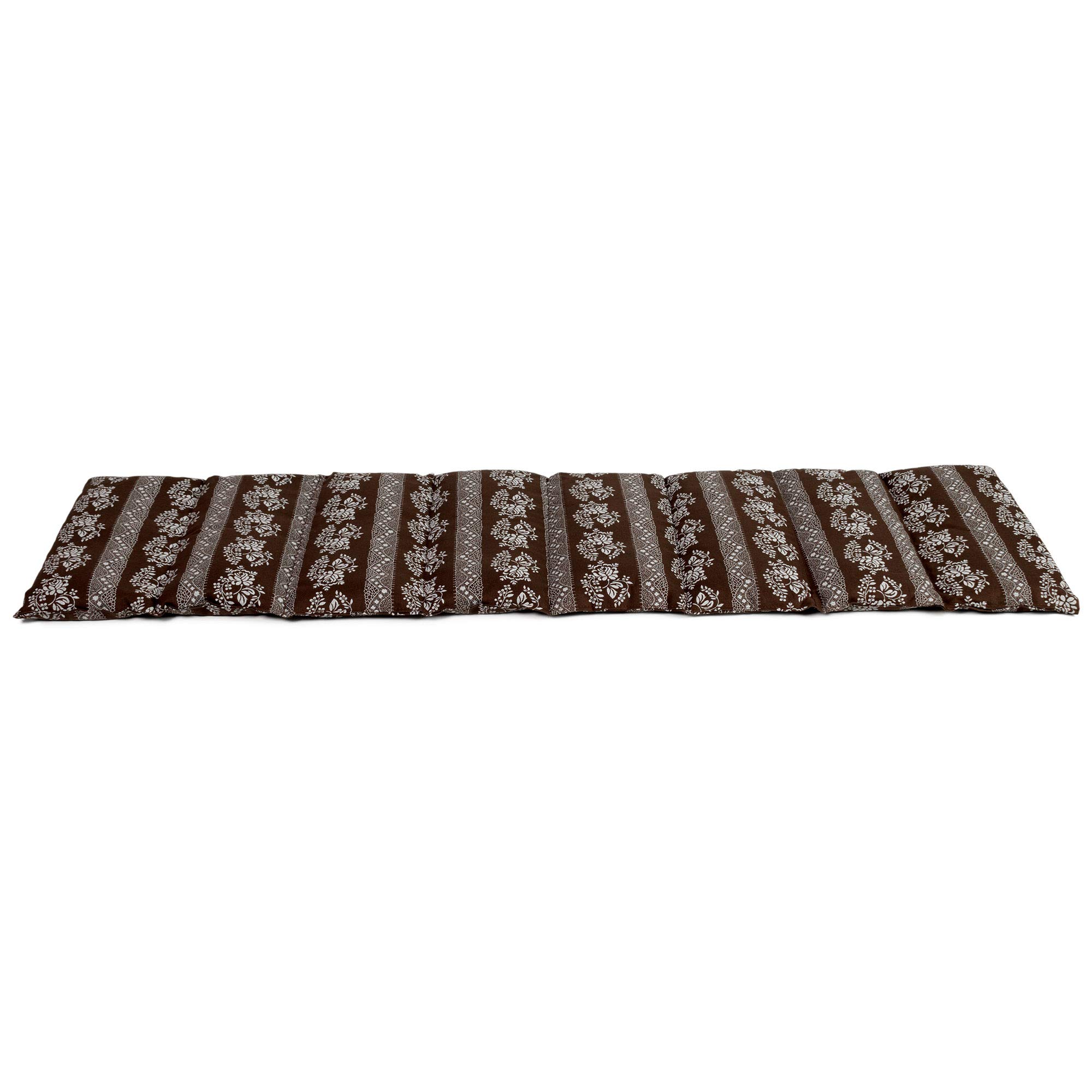 Saco térmico compartimentado en 8 con pepitas de uva 75x20cm | moreno con flores | Almohada térmica para microondas | Calor y frío | Cojín térmico con semillas