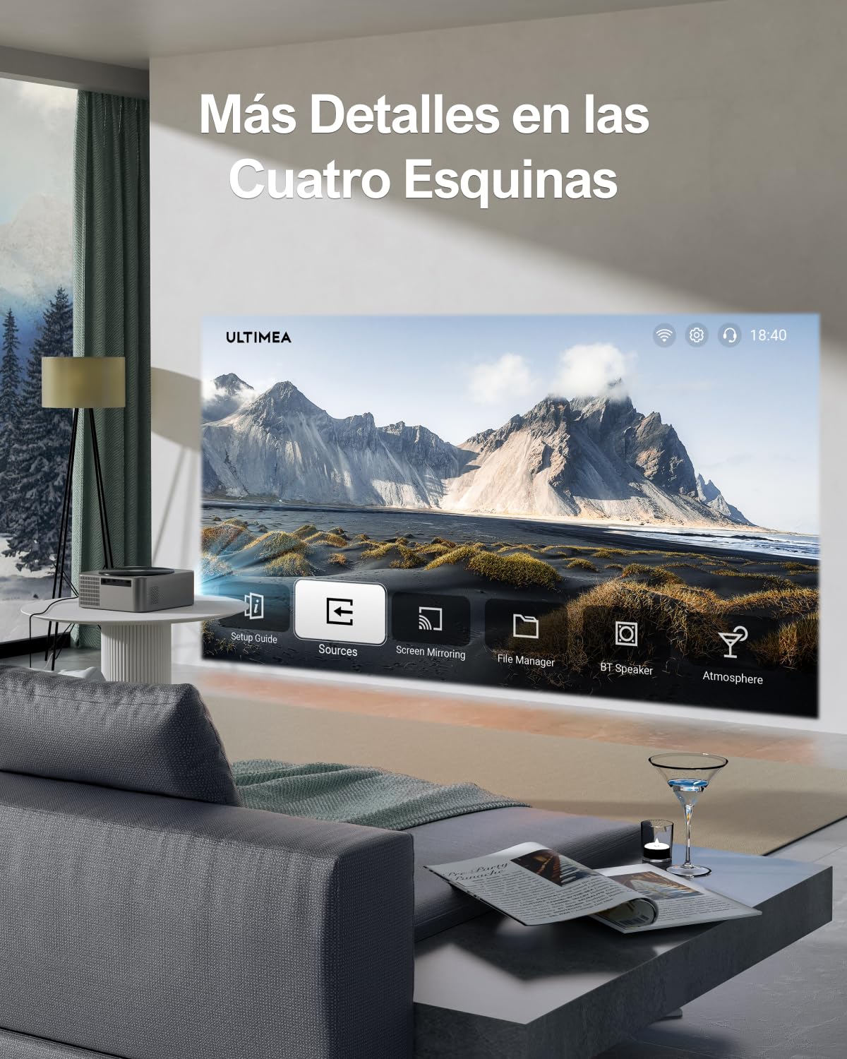 ULTIMEA Proyector Full HD 1080P Nativo con Auto Focus/Keystone, 4K Supporto Cine en Casa 21000Lux, Proyector 5G WiFi Bluetooth, Proyectores Cinema para iOS Android Phone/TV Stick/Laptop