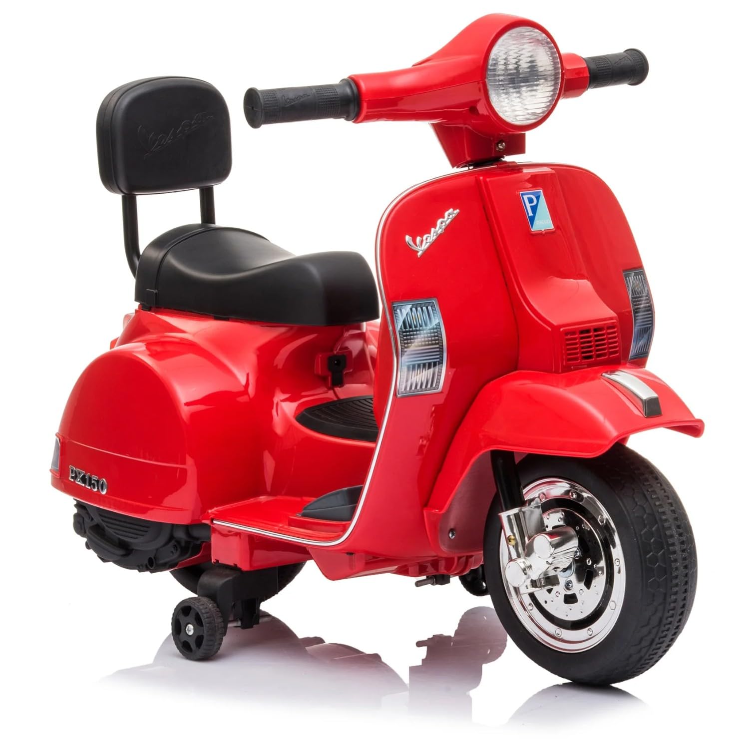 Vespa Elettrica per Bambini - Sicura e Divertente, Motocicletta Giocattolo con Acceleratore a Pedale, Luci e Suoni, Batteria Ricaricabile 6V e Caricabatteria Incluso, Funzione Avanti/Indietro (Rosso)