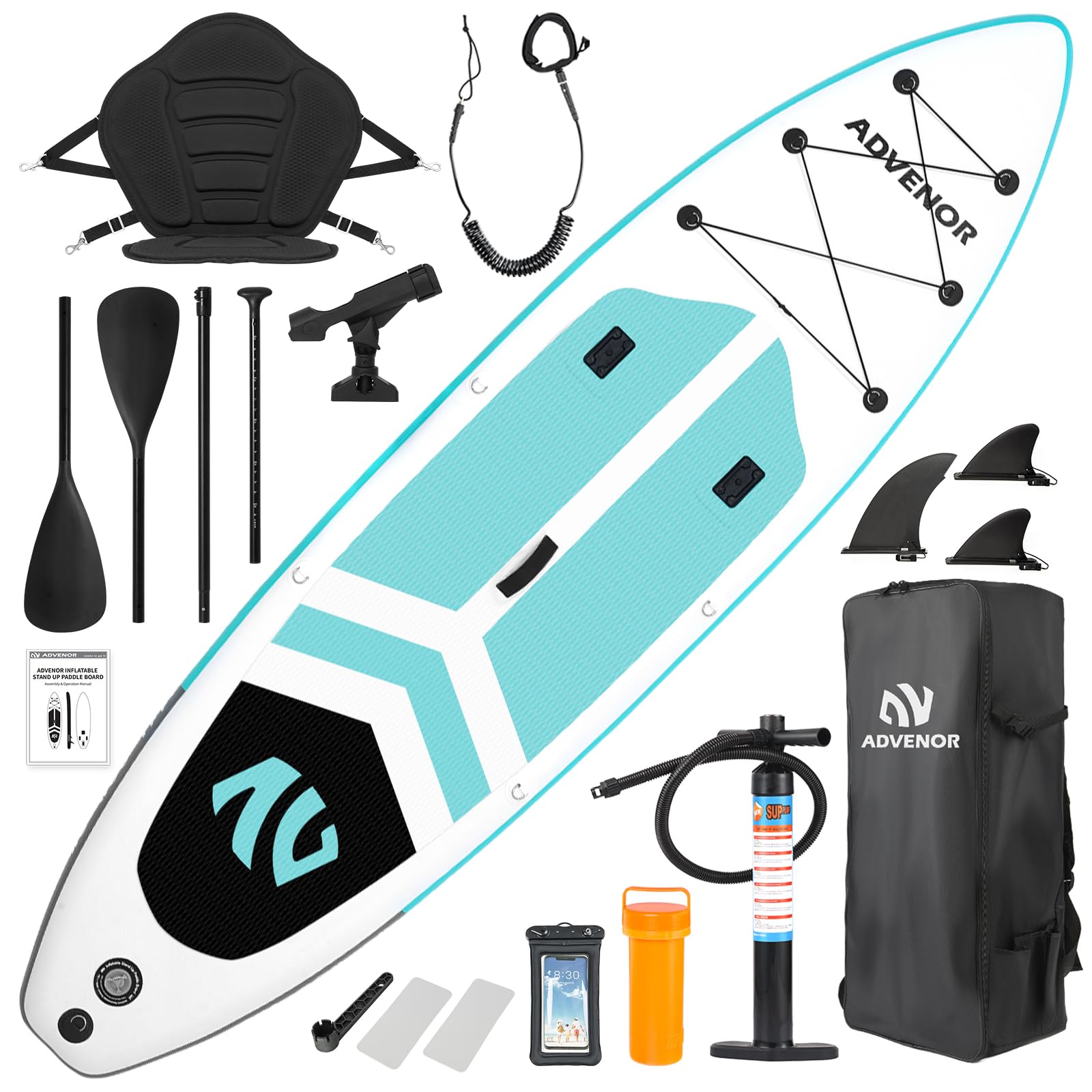 ADVENOR Paddle Board 11'x33 x6 Extra Wide Inflatable Stand Up Paddle Board with SUP Accessories Including Adjustable Paddle,Backpack,Waterproof Bag,Leash,and Hand Pump,Repair Kit