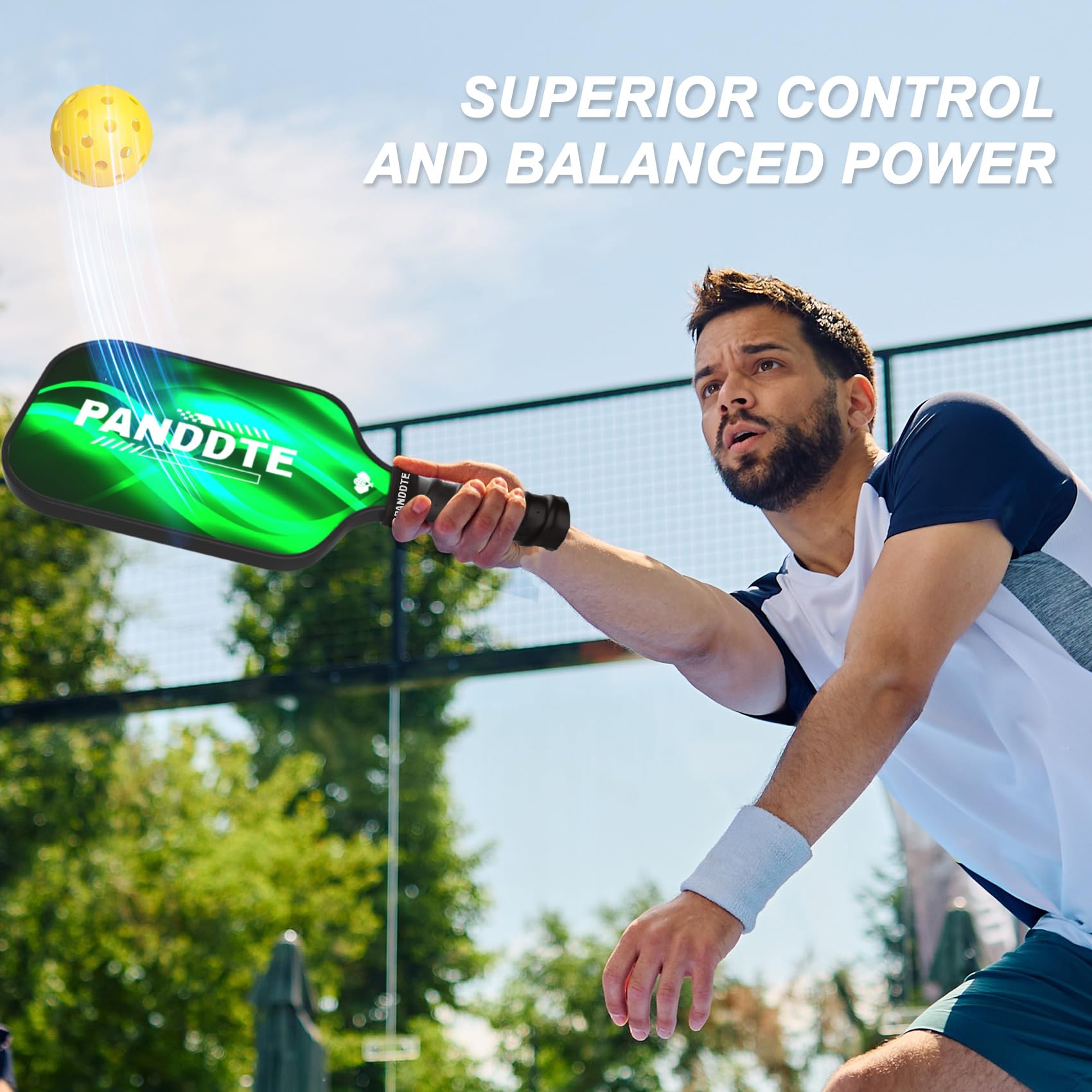 Set di 4 racchette da pickleball in grafite, con 4 palline, 4 impugnature di ricambio e borsa, per principianti e professionisti