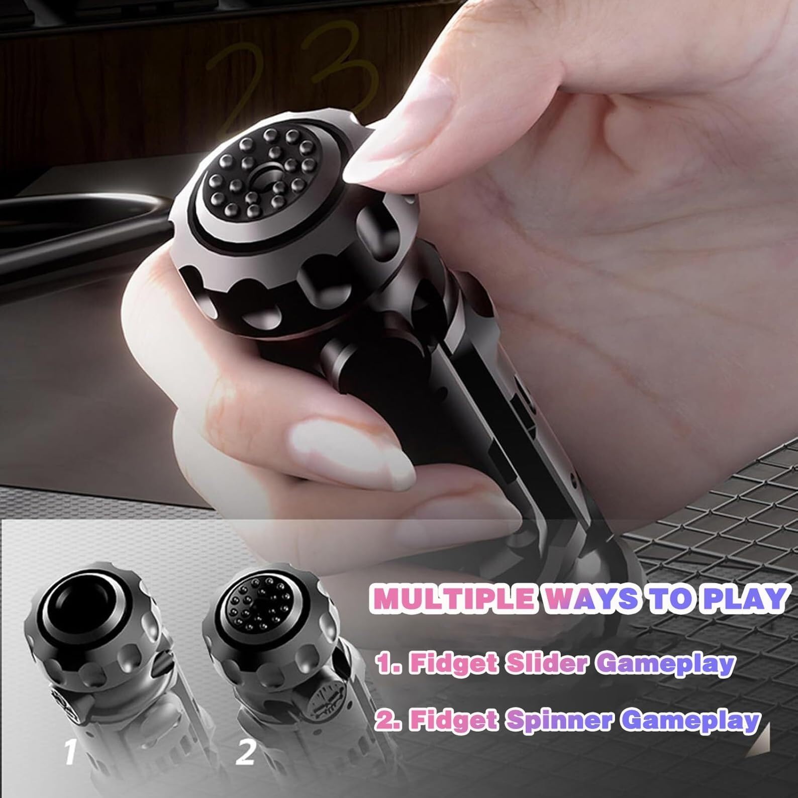 Zabawka antystresowa Combo Spinner i Slider, 1 sztuka | Metal premium CNC, ciche obracanie i klikanie. Miotacz do rzutek Idealne biuro, ADHD, niepokój. Przenośne Brązowy