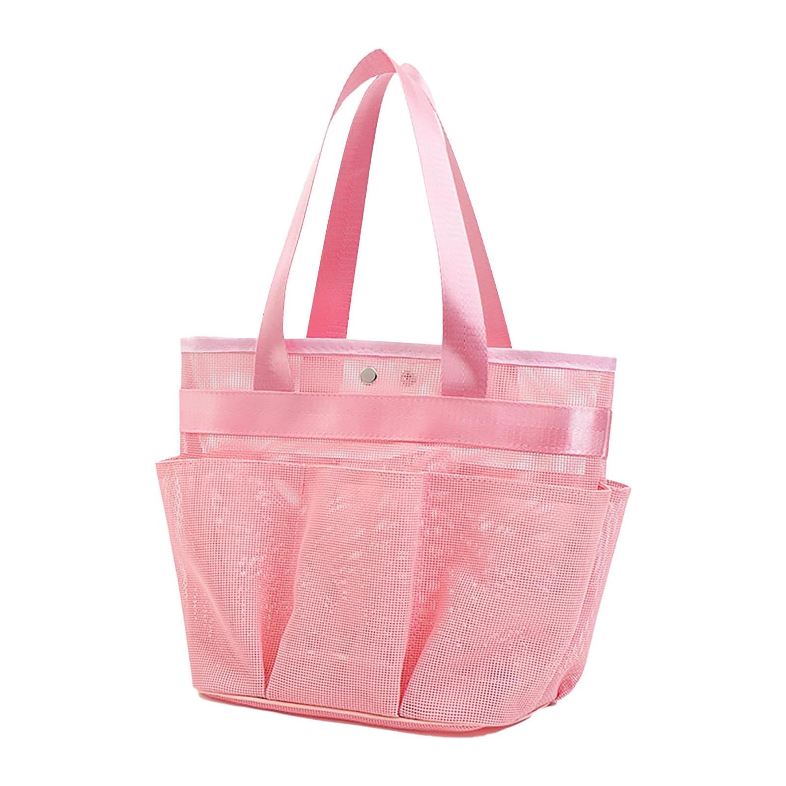Mesh Shower Caddy 7 Storage Pockets with 1 button Portable Organizer for Bathroom College Travel Beach Large Size