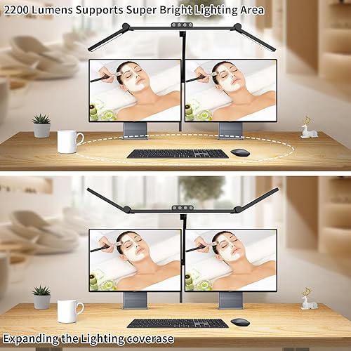 Miniatura 9 de HITTI Luz grande para esteticistas, pestañas flexibles de cuello de cisne para tecnología de pestañas, luz LED de media luna con soporte para