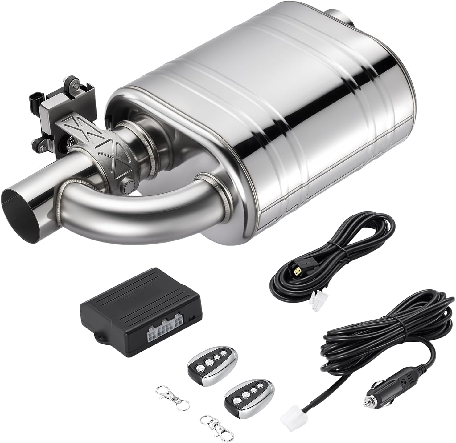 SPELAB Exhaust Cutout 2.5 Inch Valved Muffler Vacuum Exhaust Valve Kit with Muffler Front Exhaust System Kit