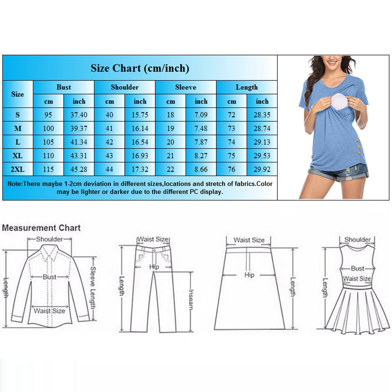 T-Shirt d'allaitement à Manches Courtes pour Femme avec Bouton LatéRal Et Col Rond De Couleur Unie pour l'allaitement T Shirt Maternité Solde (Pink, XXL)
