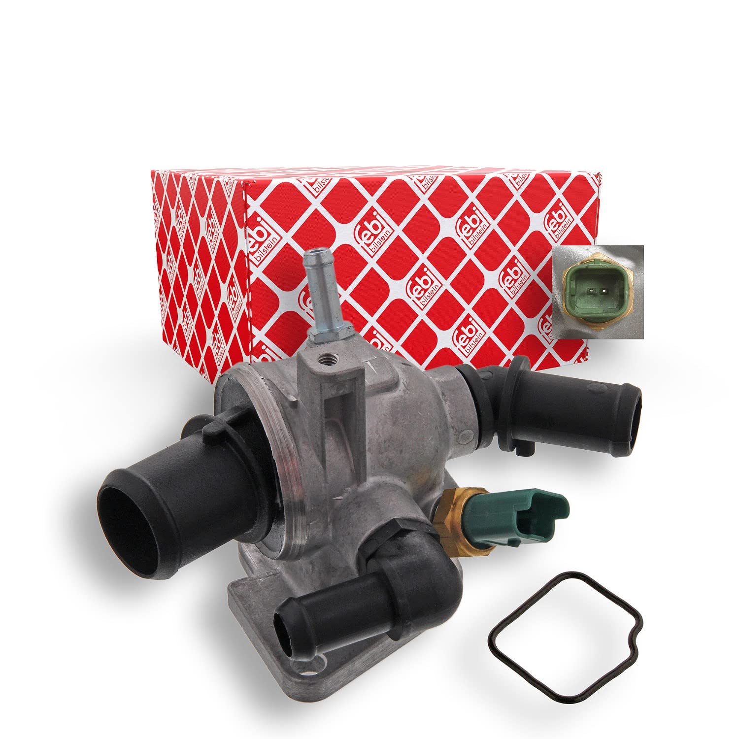 febi bilstein 36284 alloggiamento termostato con interruttore temperatura e guarnizione, 1 unità | Compatibile con: ALFA ROMEO MITO, FIAT DOBLO Bus, DOBLO Cargo, DOBLO Großraumlimousine, DOBLO Kasten/Großraumlimousine