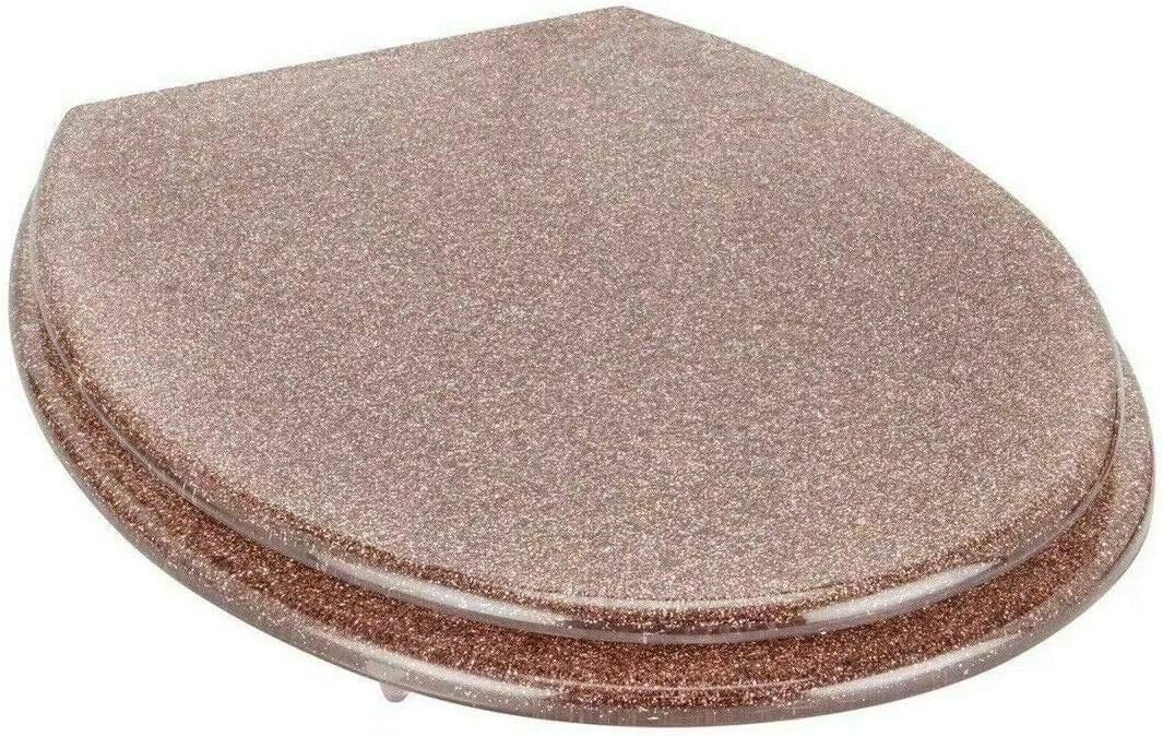 Deenz Pink Polyresin Toilet Seat Glitter Stunning Glittering Detailing Durable Design Perfect Bathroom Addition (Pink)