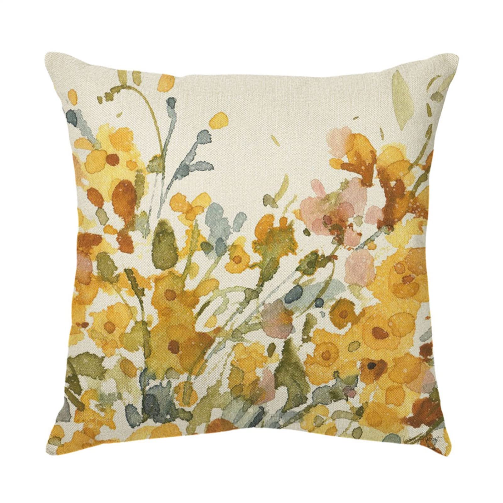 4 Piezas Funda de Almohada Flores Amarillas Fundas de Cojín Terciopelo Sencillo y Decorativo para Sofá Camas Dormitorio Coche Lino Cojines Throw Pillow Covers 80x80cm/32x32 Inch