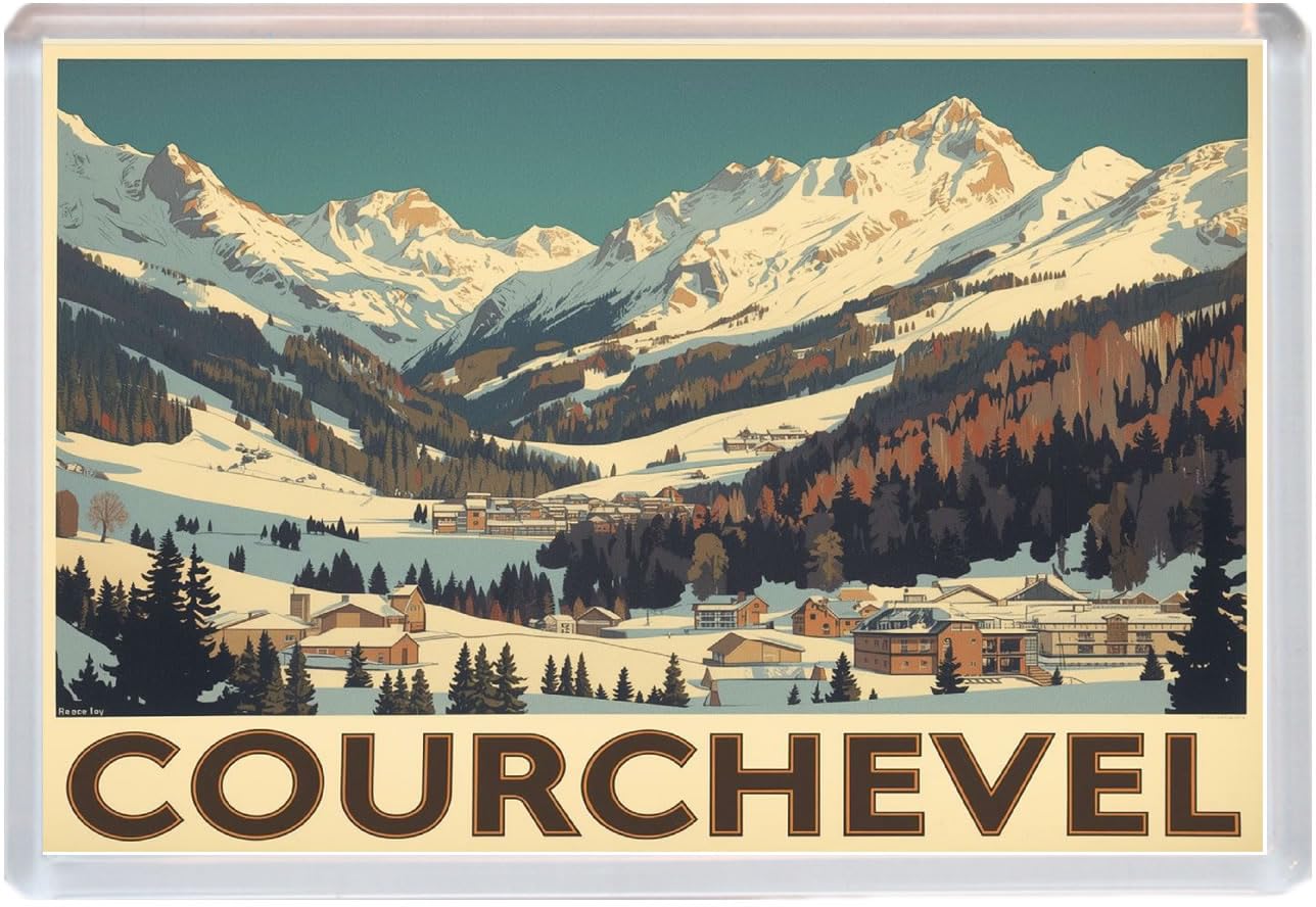 Baked Bean Store Multicolor Courchevel - France - France - Jumbo Artistic Fridge Magnet 96 X 67Mm Bbsfhm3111