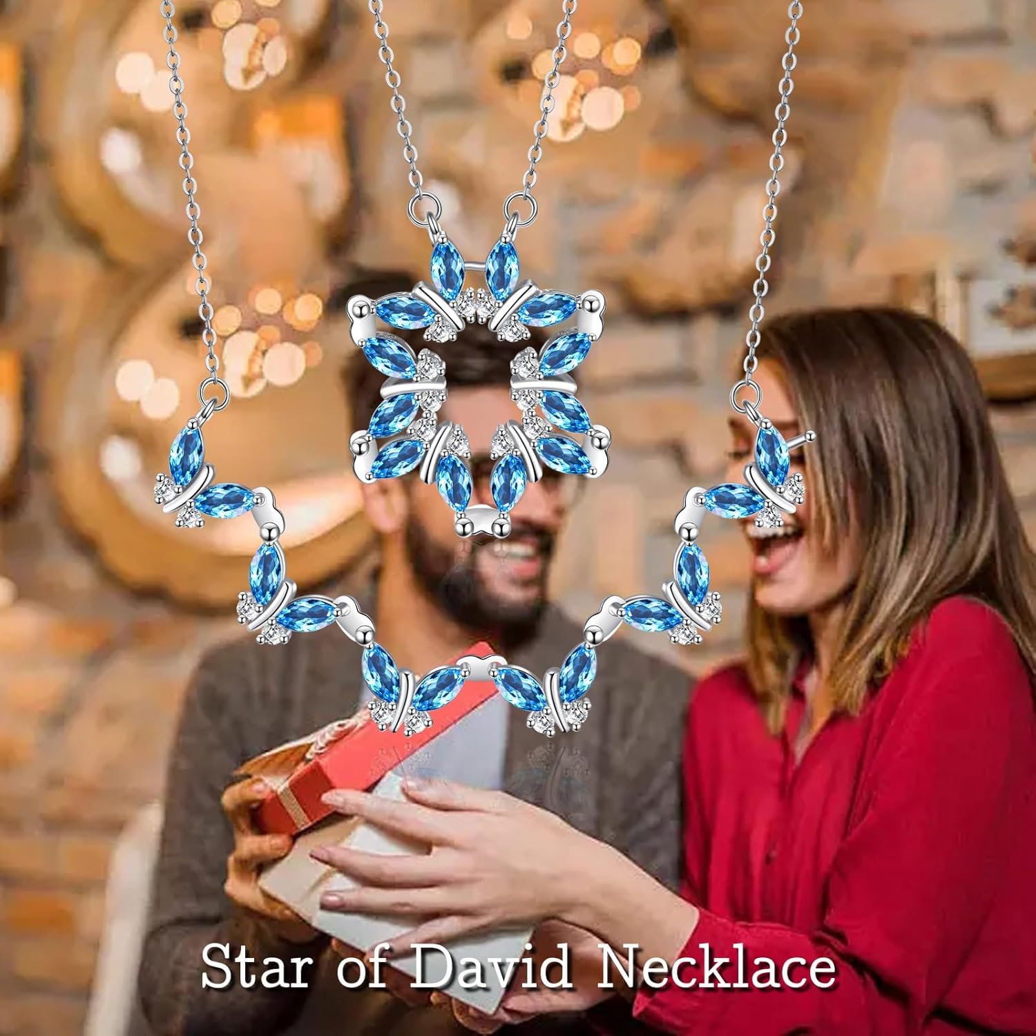 Star of David Butterfly Necklace for Women Messianic Jewish Jewelry for Women