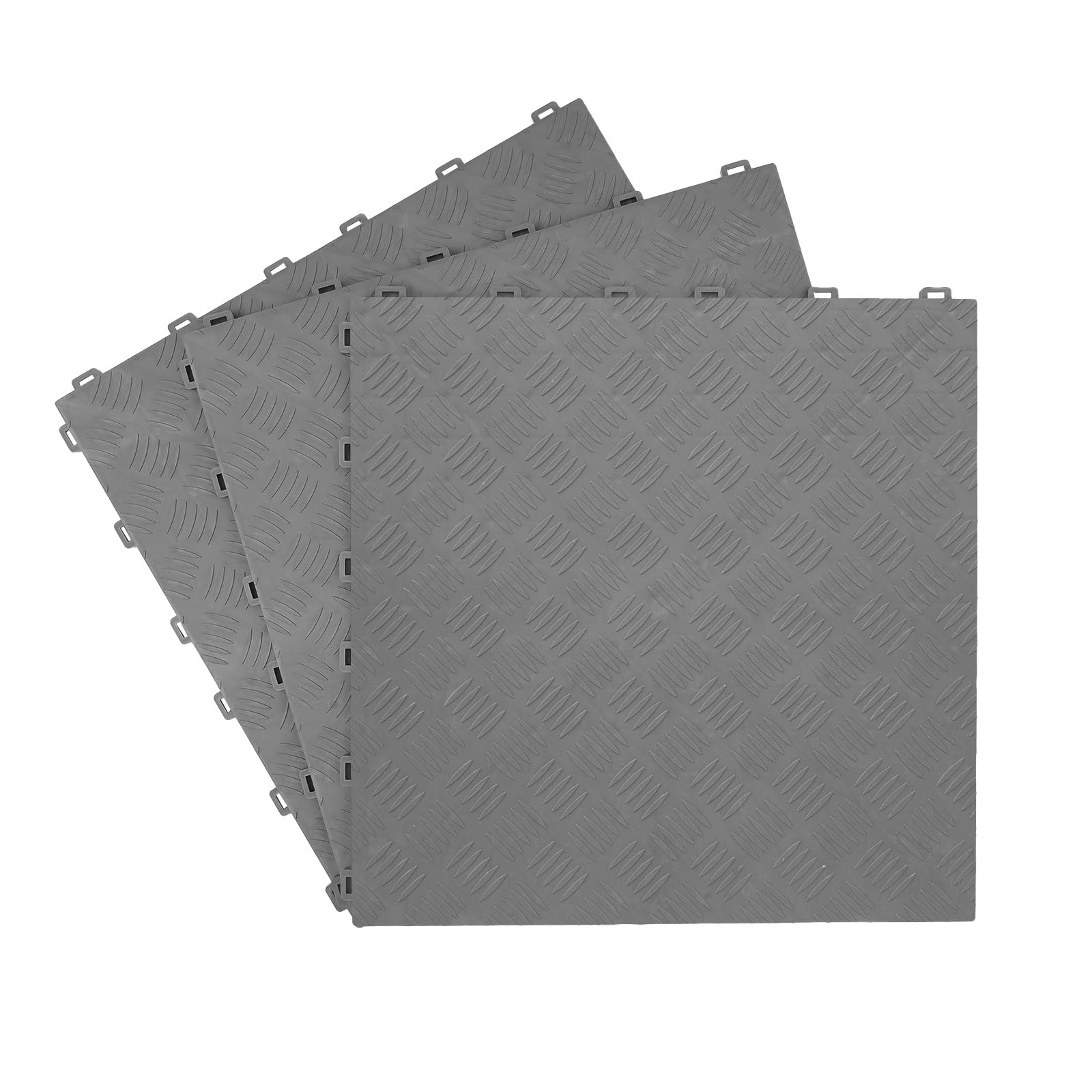 Lot de 20 dalles de sol garage en PVC - 40 x 40 cm - Dalles emboîtables - Carreaux antidérapants de 18 mm - Résistant - Gris