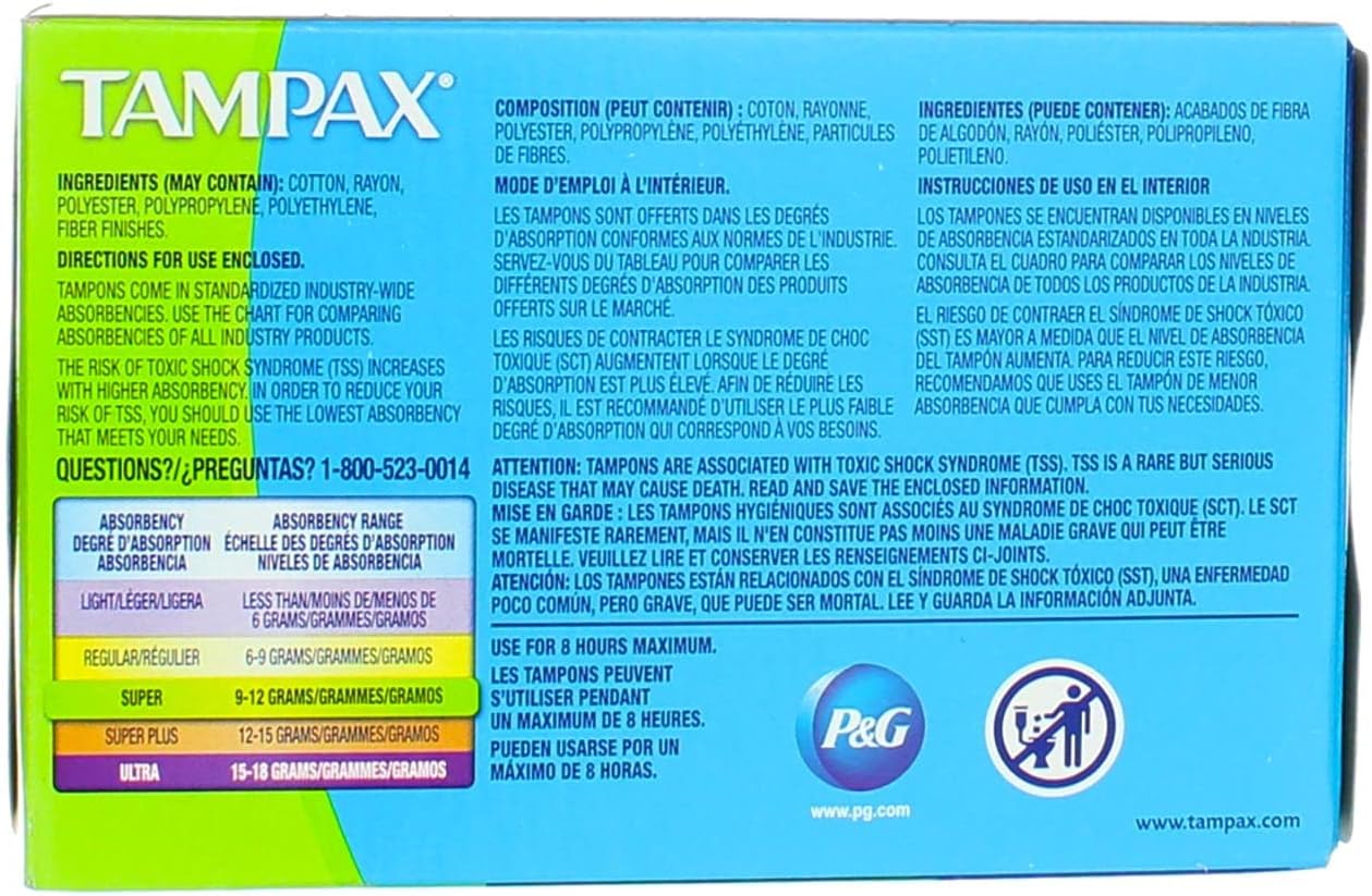 Tampax Super Absorbency Unscented, Easy Carry Purse Size 10 Count Ea. - 12 Packs