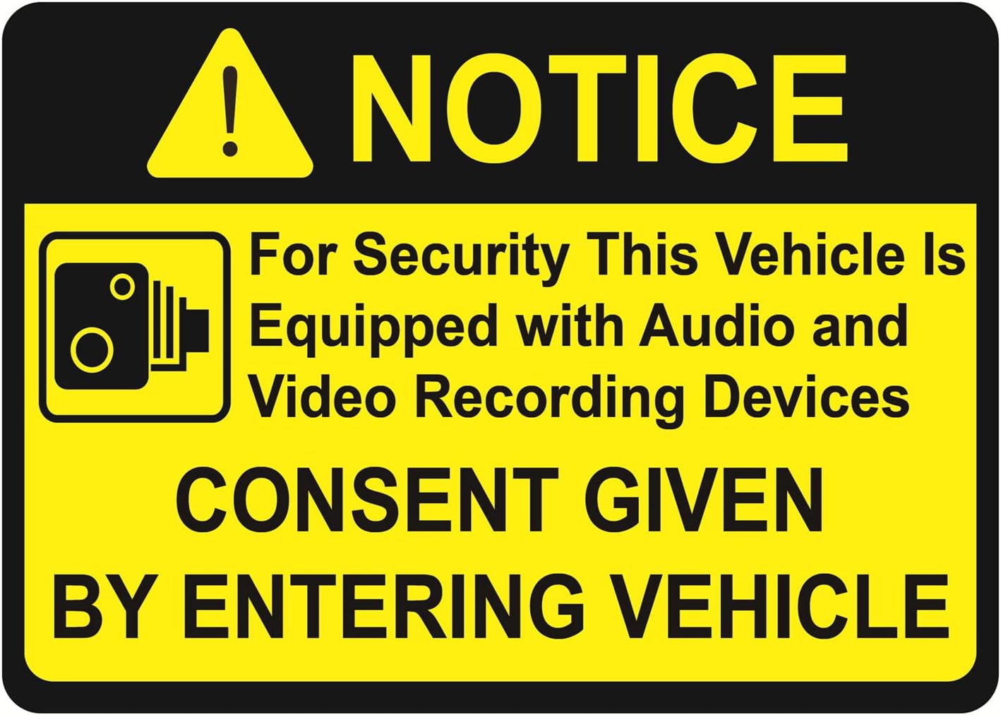Camera Recording Sticker,2.5x3.5 inch 4pcs Notice Vehicle