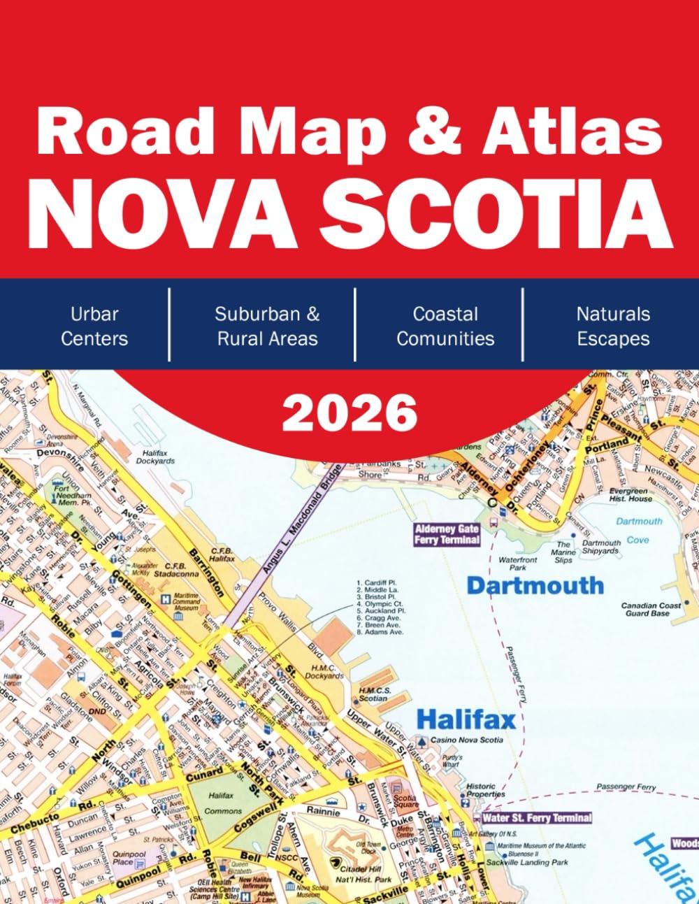 Nova Scotia Road Atlas 2026 - Nova Scotia Road Map 2026 - Map of Nova Scotia Canada