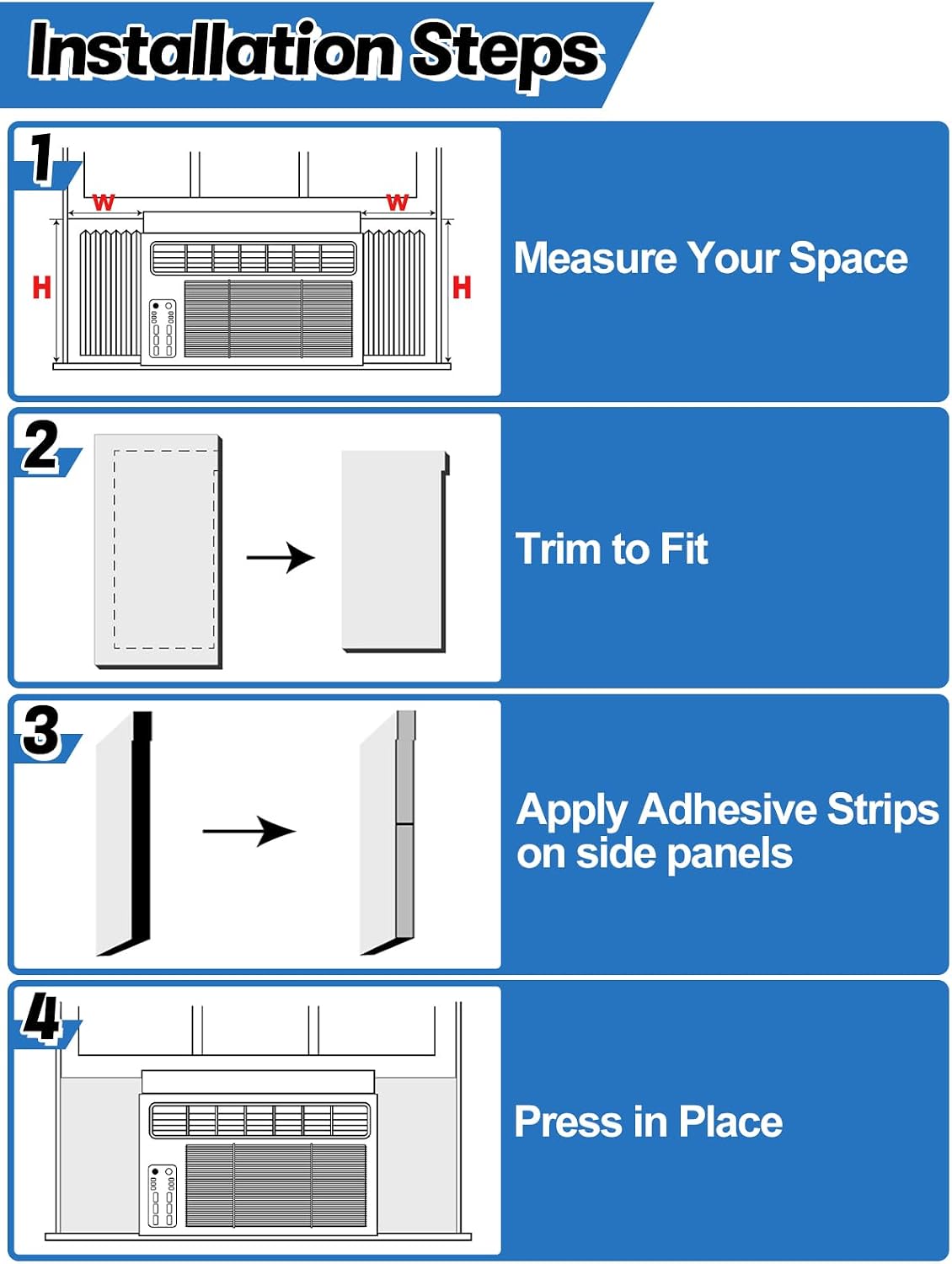 PU Leather Coated Window Air Conditioner Insulated Foam Side Panels - 2 Pack 17"H x 9"W x 1" Thick Each, Blocks Cold Air Leakage in Summer, Seal Window AC Units to Improve Energy Efficiency