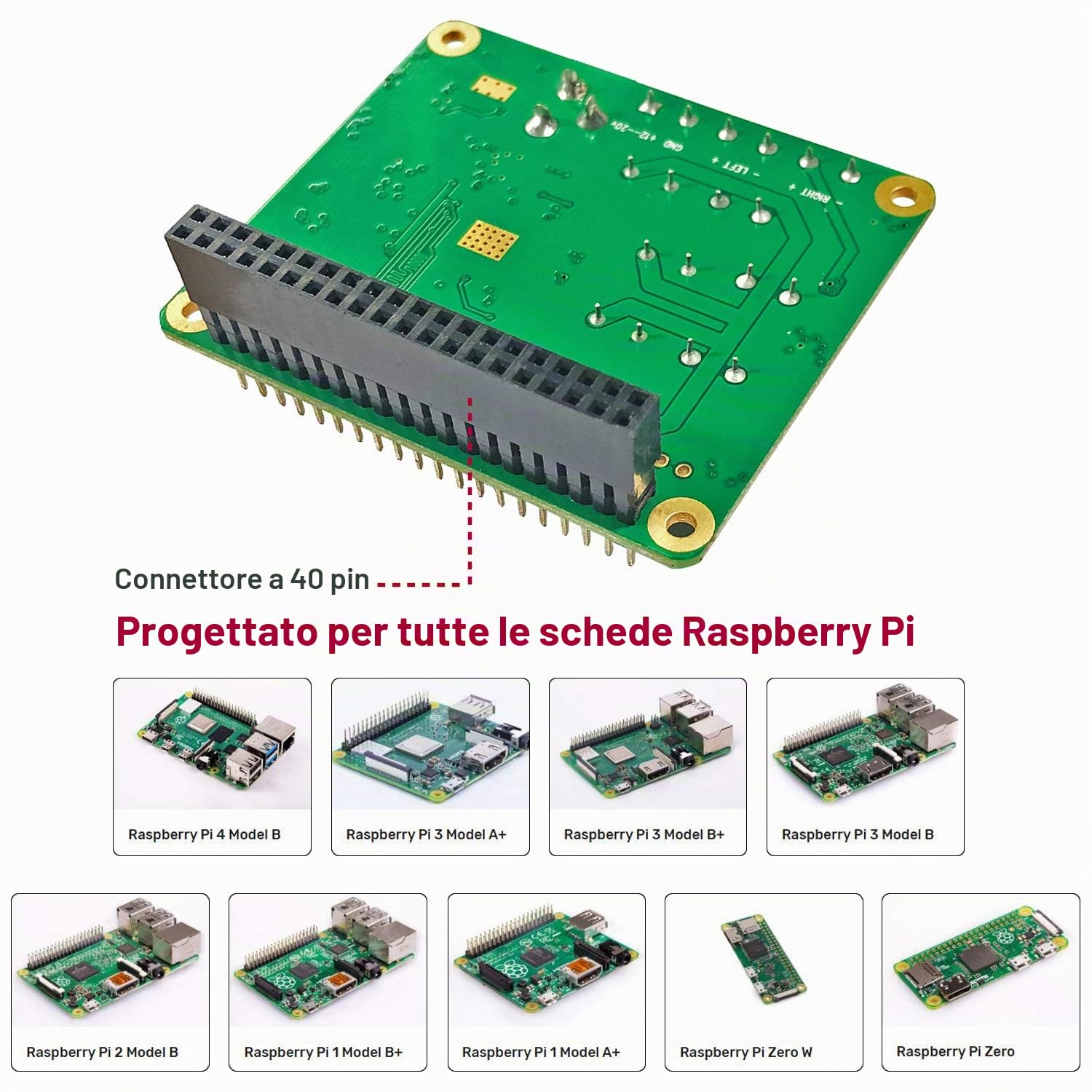 InnoMaker RPI HiFi AMP HAT TAS5713 Amplificatore Modulo Audio 25W Classe D Scheda Audio di Potenza Scheda di Espansione per Raspberry Pi 5 4 3 B+ Pi Zero Condensatore Nichicon