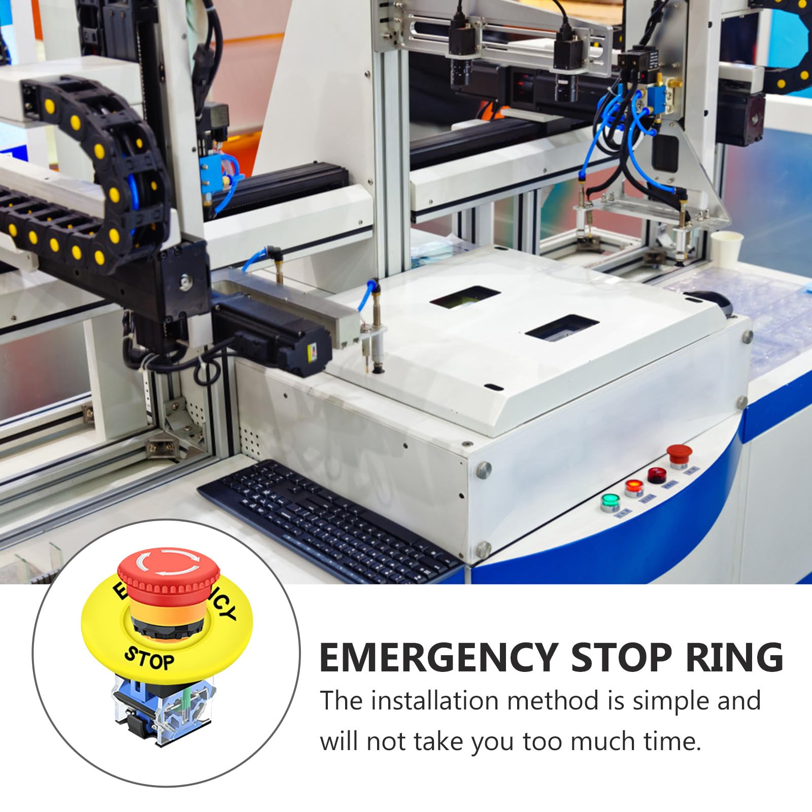 Operitacx Anillo Color Llamativo Redondo Amarillo de Empuje de Emergencia 10 Piezas PVC