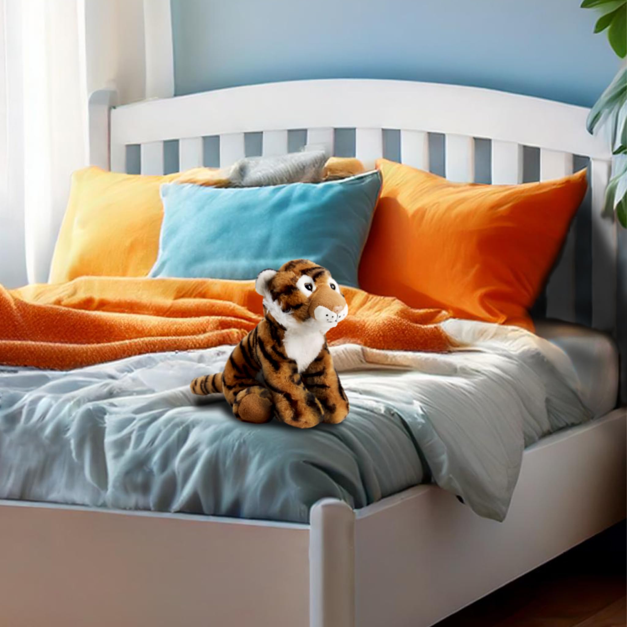 Zappi Co Mark the Tiger Plush Toy (22cm) Striped Jungle Cat - Soft, Cuddly, 100% Recycled - Majestic Feline Friend — view 7