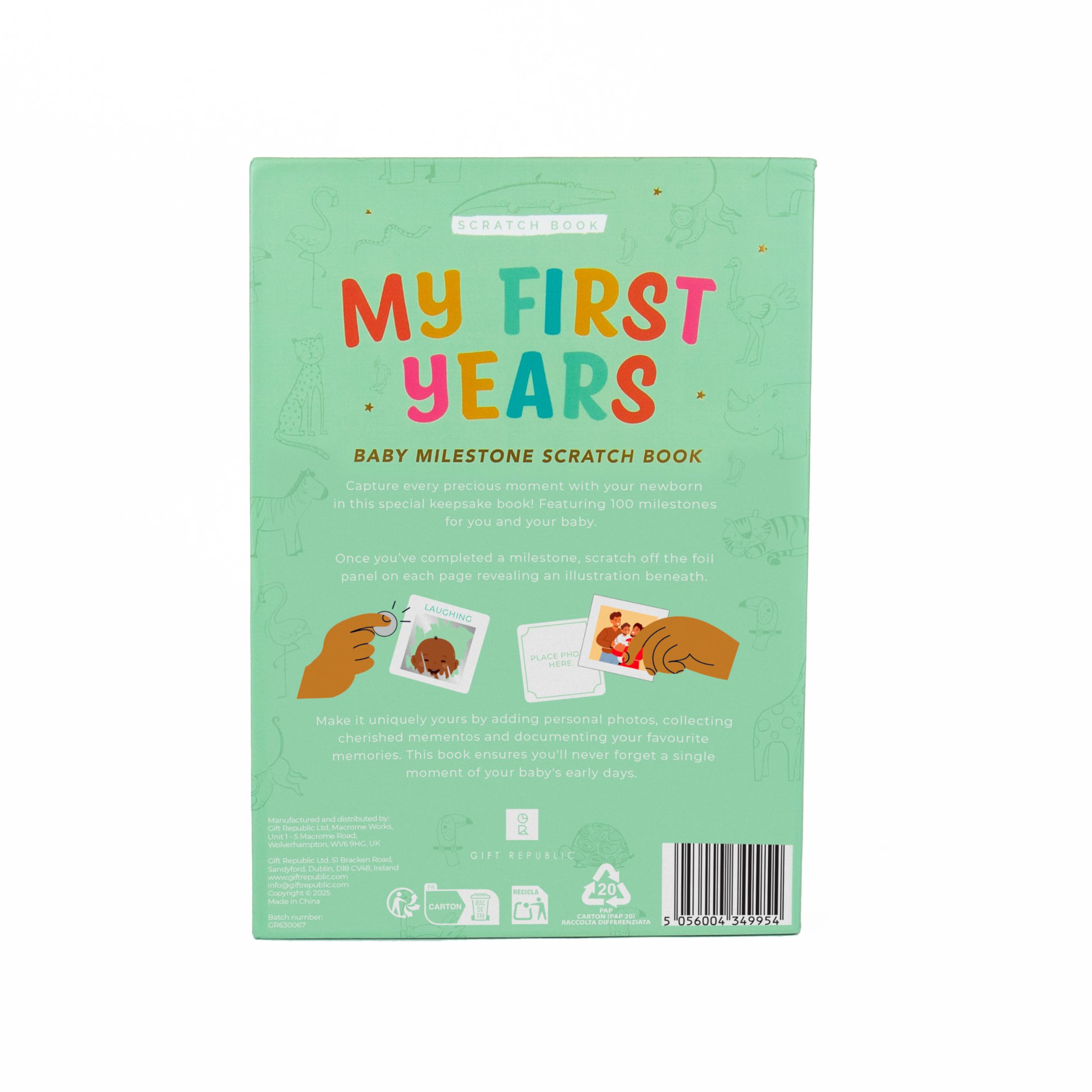 Gift Republic My First Years Baby Milestone Rubbelbuch - Erinnerungsbuch mit 100 Rubbelmeilensteinen - Babyparty Geschenk für frischgebackene Eltern - Erste Babys festhalten