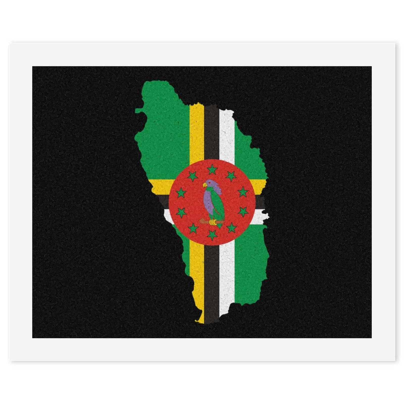 Dominica Flaggenkarte Malen nach Zahlen für Erwachsene, Baumwolle, DIY, Ölgemälde oder Geschenk, Heimdekoration, 60 x 75 cm