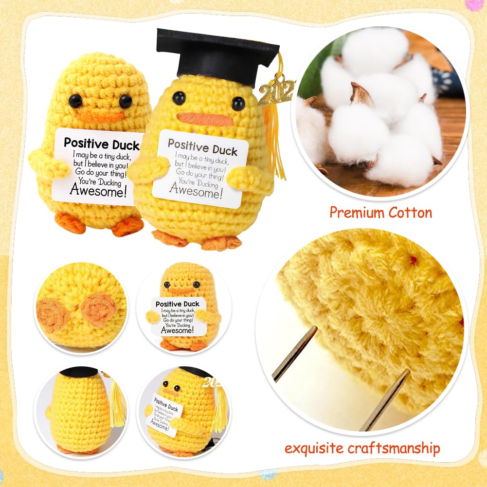 Positive Duck Gifts, Graduation Gifts for Her 2025, Mini Knitted Duck Doll - Image 3