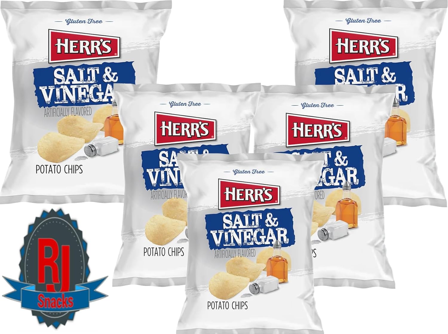 Herr`s Salt and Vinegar Potato Chips, 1OZ (Curated by RJ Snacks 40 Bags Value Pack)
