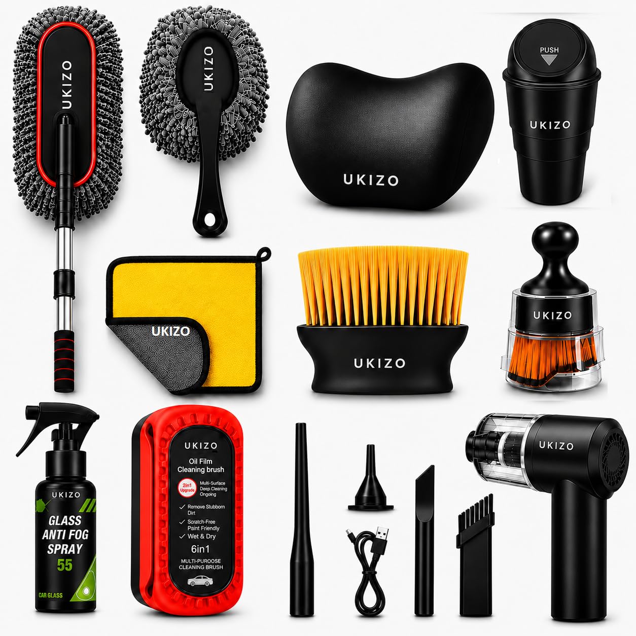 6 PCs Microfiber Car Duster with Long Handle Car Cleaning Brush Exterior & Interior Car Cleaning Cloth Car Ac Vent Cleaner Brush, Motorbike,SUVs Car Cleaning Full Kit (Small)-image-24