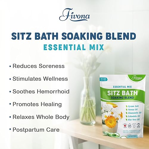 Miniatura 3 de Tratamiento de hemorroides Sitz Bath Salt Natural Soaking Blend – Sal de Epsom con aceites esenciales puros para fisura, cuidado posparto,