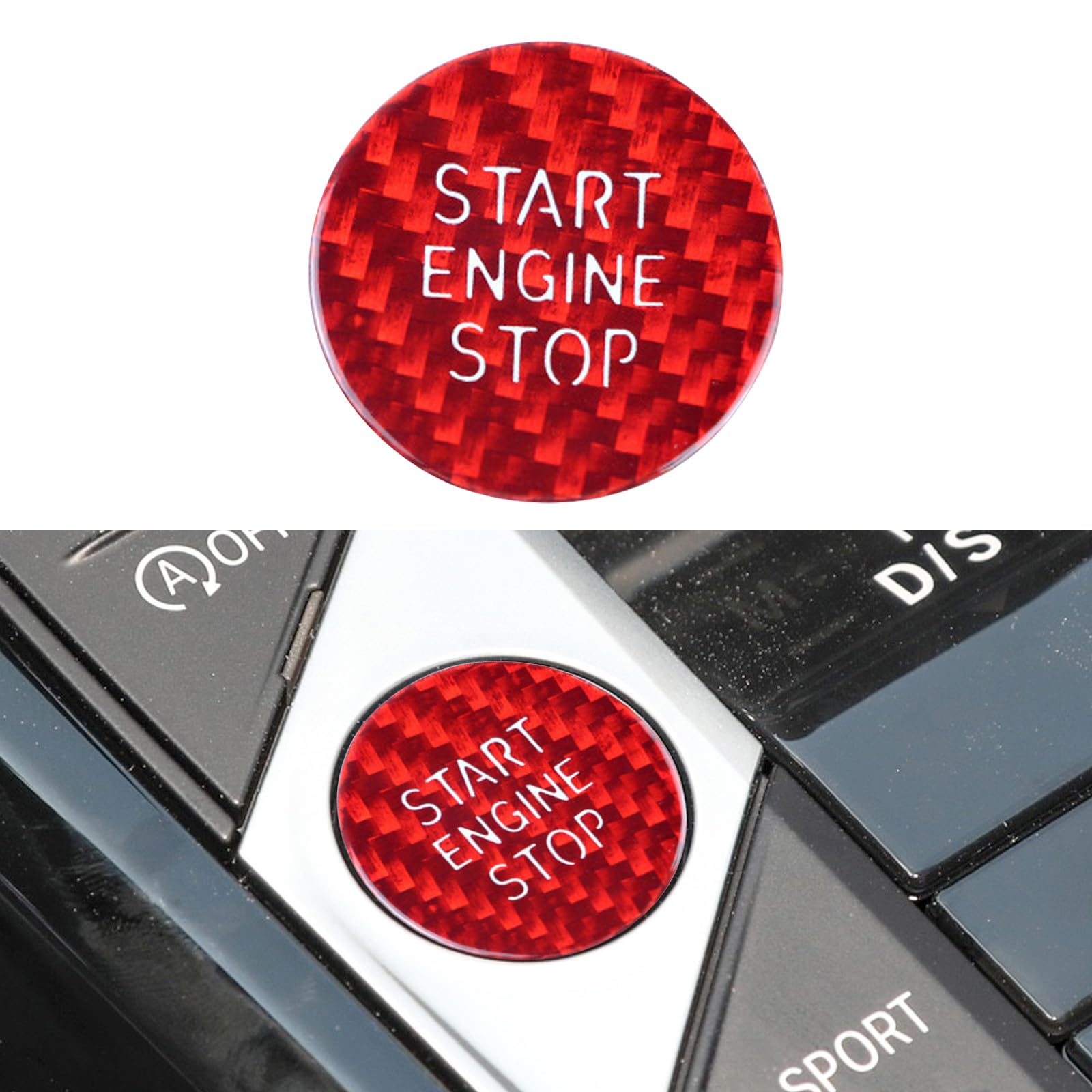 QianBao Compatible with Start Stop Button Cover Carbon Fiber Keyless Car Engine Ignition Switch for BMW 3 Series G20 8 Series G14 G15 X5 G07 Z4 G29