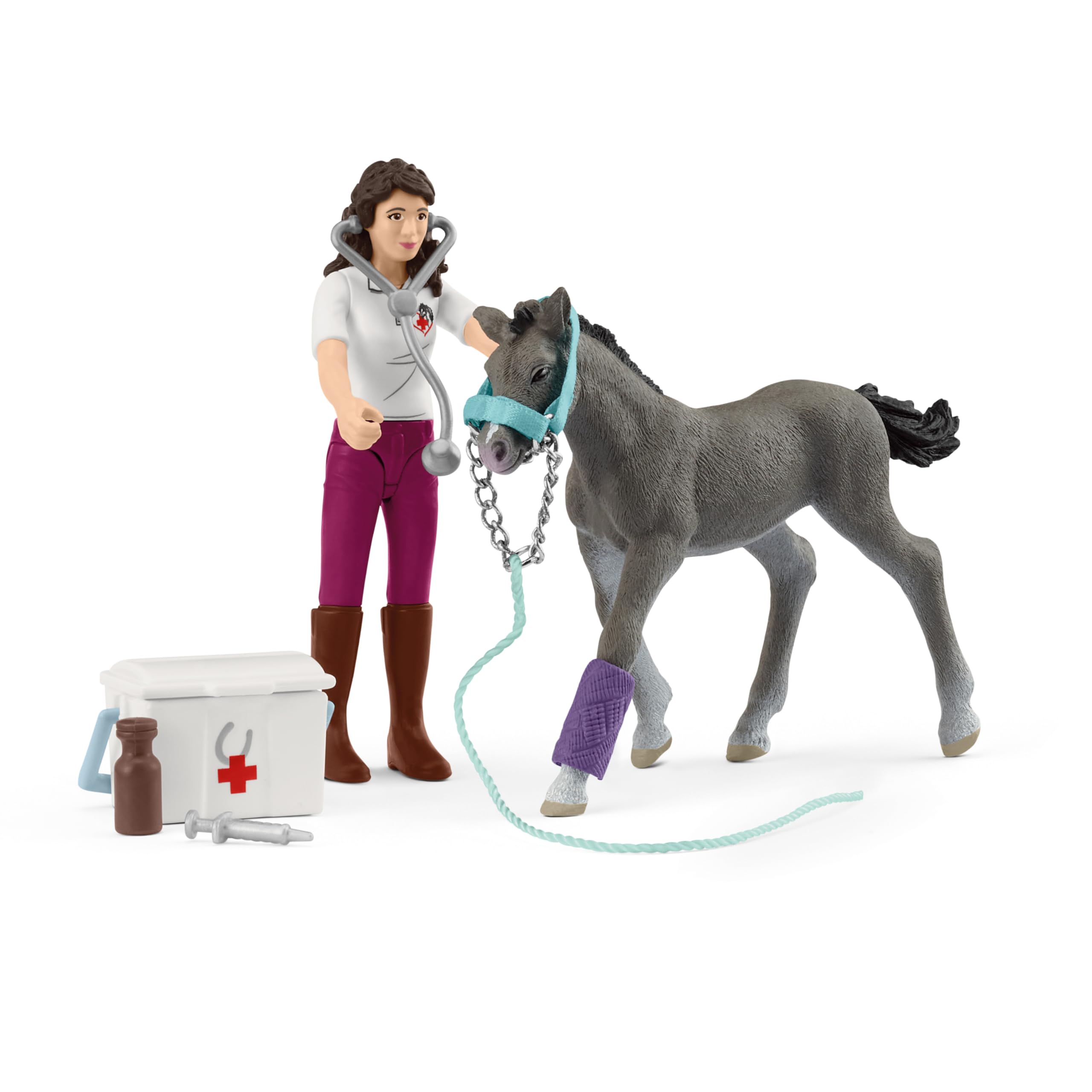 Schleich Horse Club Ms. Kramer with foal 12 Piece Pocket Set for Girls and Boys Ages 4+, Multicolor