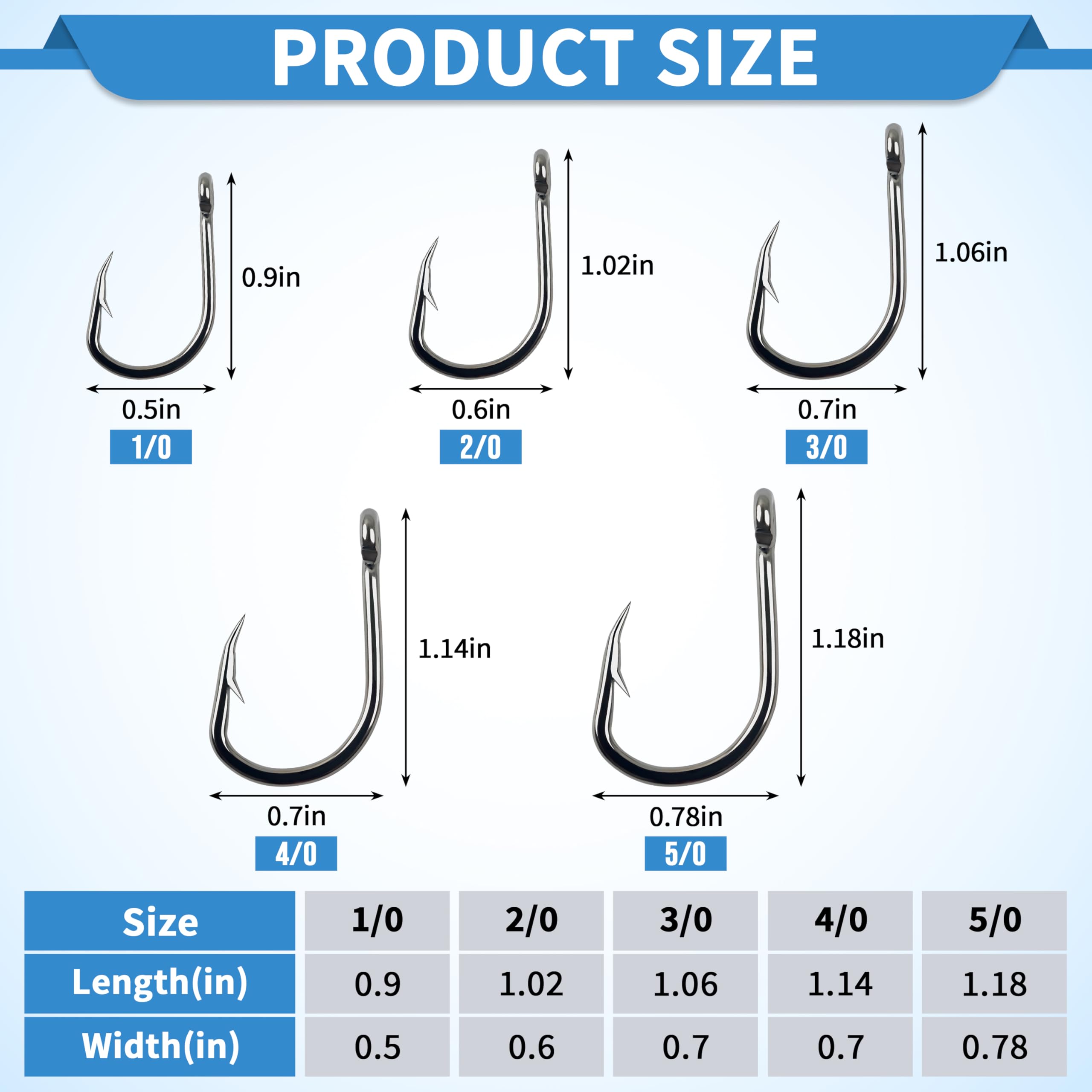 Alwonder Fishing Circle Hooks - High Carbon Steel, Welded Eye, For Catfish, Tuna, Marlin & Saltwater - View #6