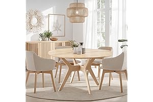 Mid-Century Modern 47" Round Dining Table Set for 4