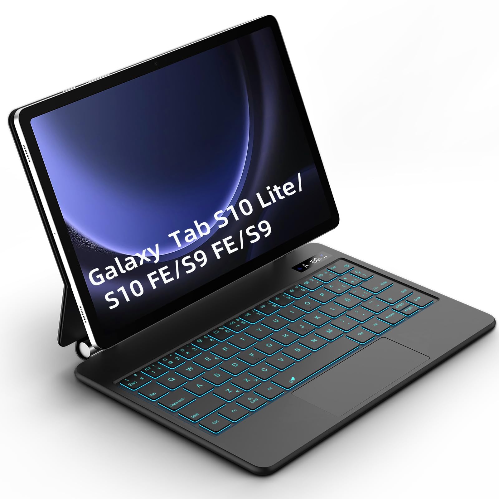 Bettdow Teclado para Samsung Galaxy Tab S10 Lite/Tab S10 FE/Tab S9 FE 10.9" y Tab S9 11", Español Ñ Diseño Magnético Flotante con Trackpad, Teclado Retroiluminado, Negro